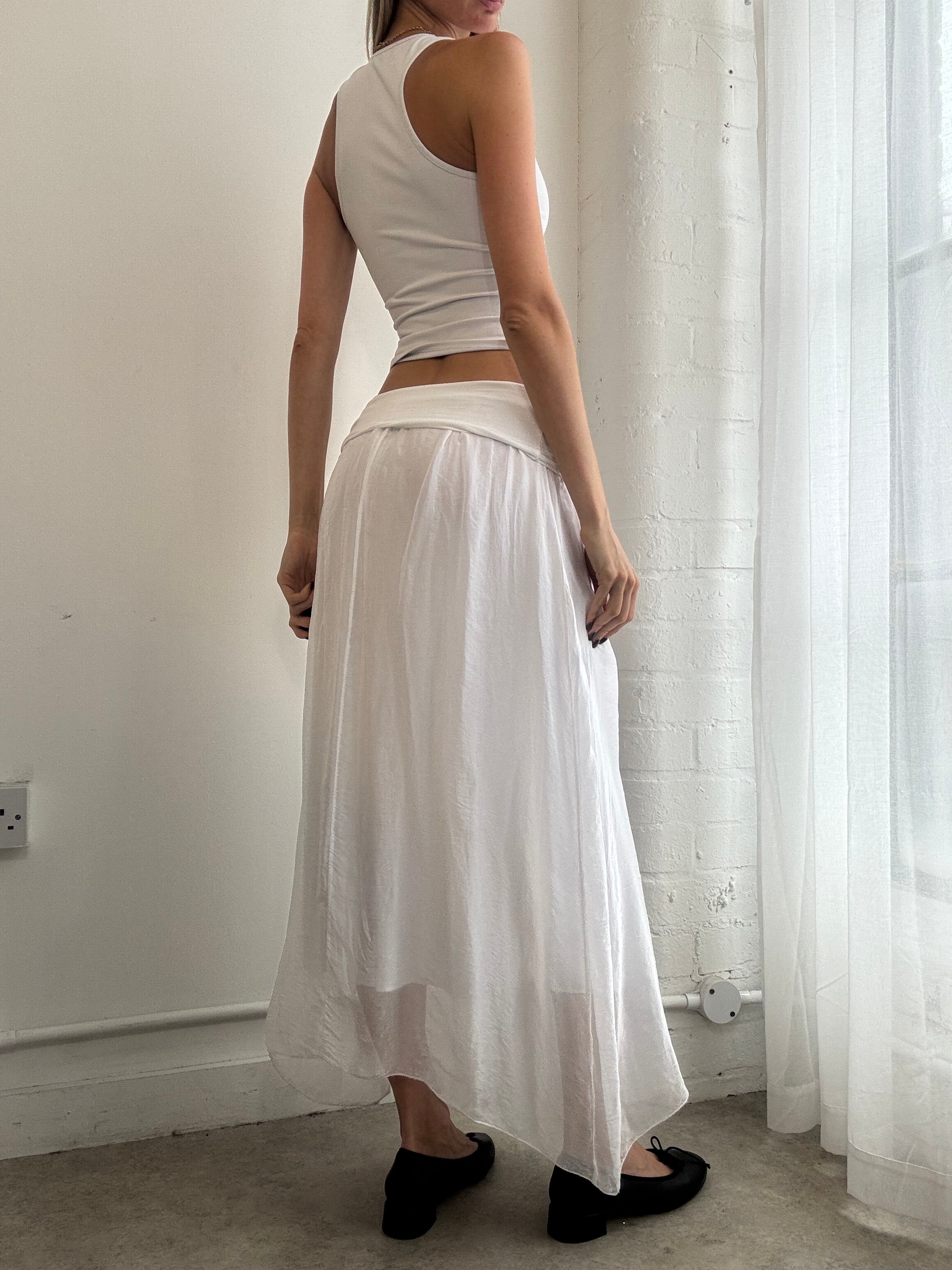 Vintage Y2K white boho maxi skirt - Size S/M