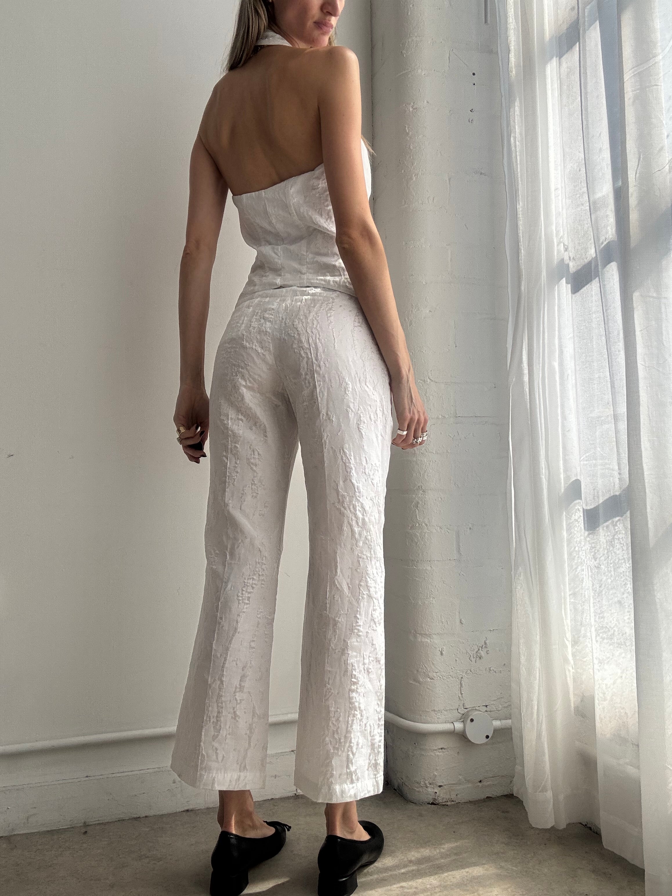 Vintage Y2K white halter top & trousers co-ord set - Size M