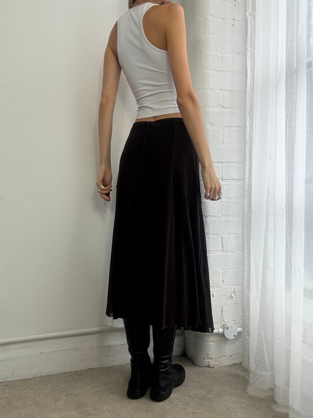 Vintage Y2K brown mesh maxi skirt