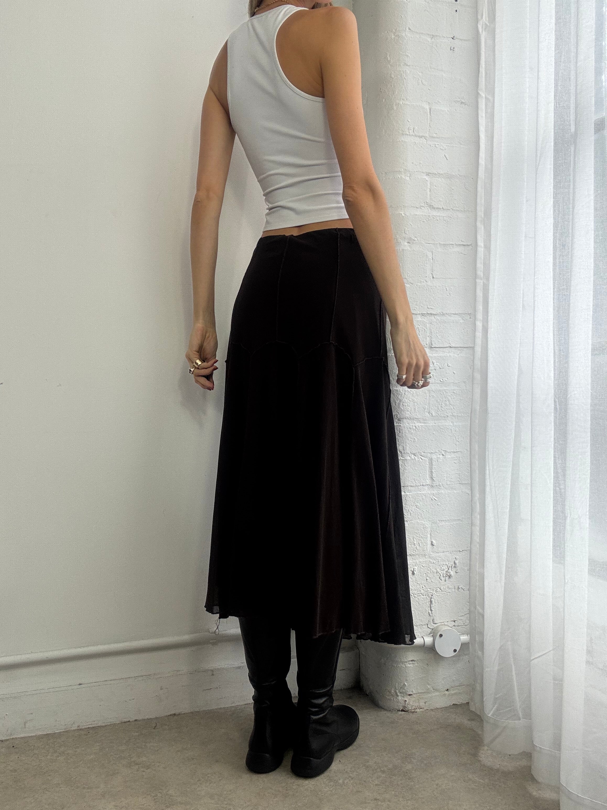 Vintage Y2K brown mesh maxi skirt