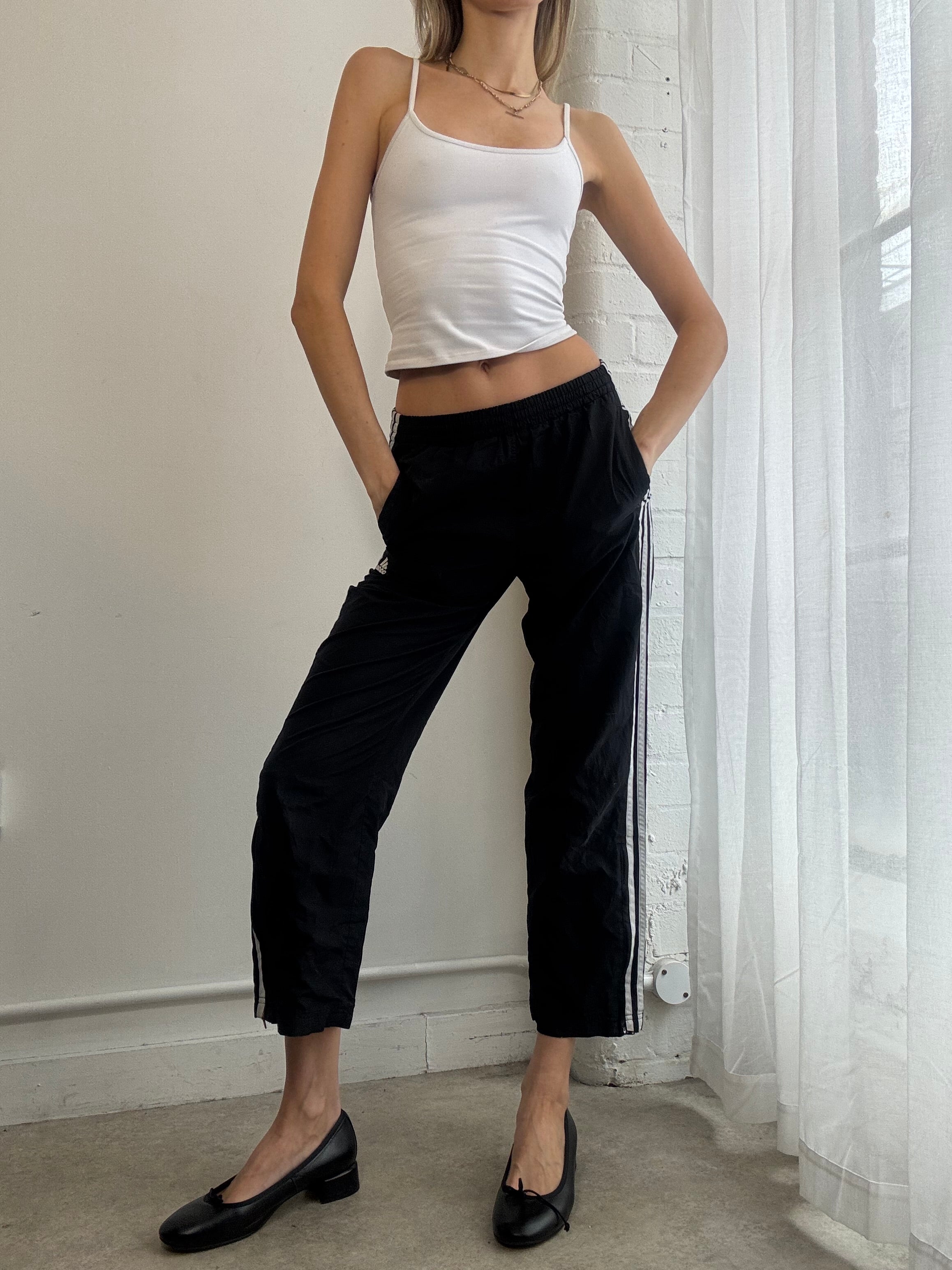 Vintage Y2K Adidas black cropped capri track trousers pants