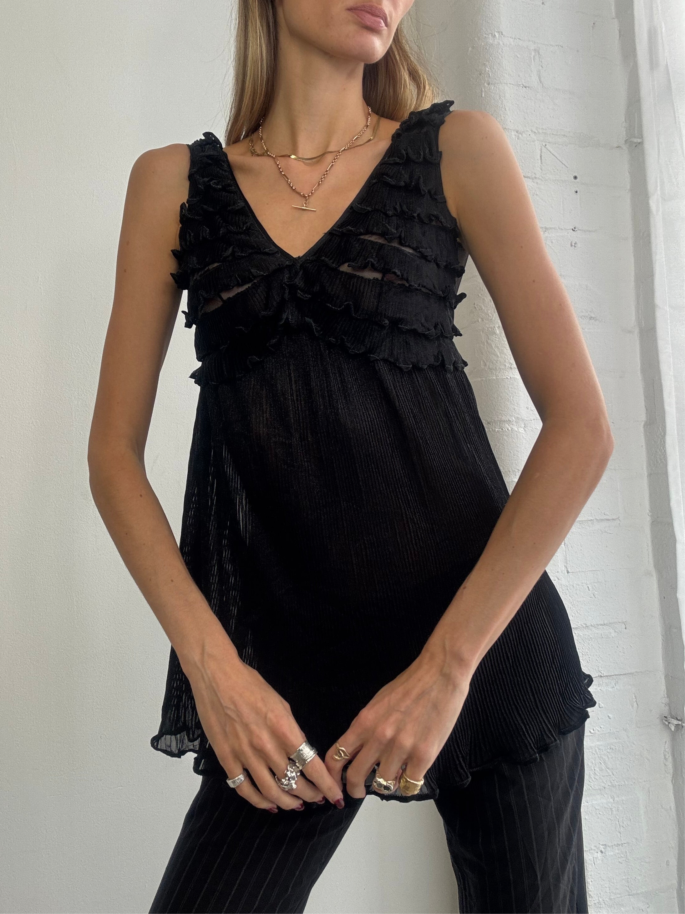 Vintage 90s black ruffle top
