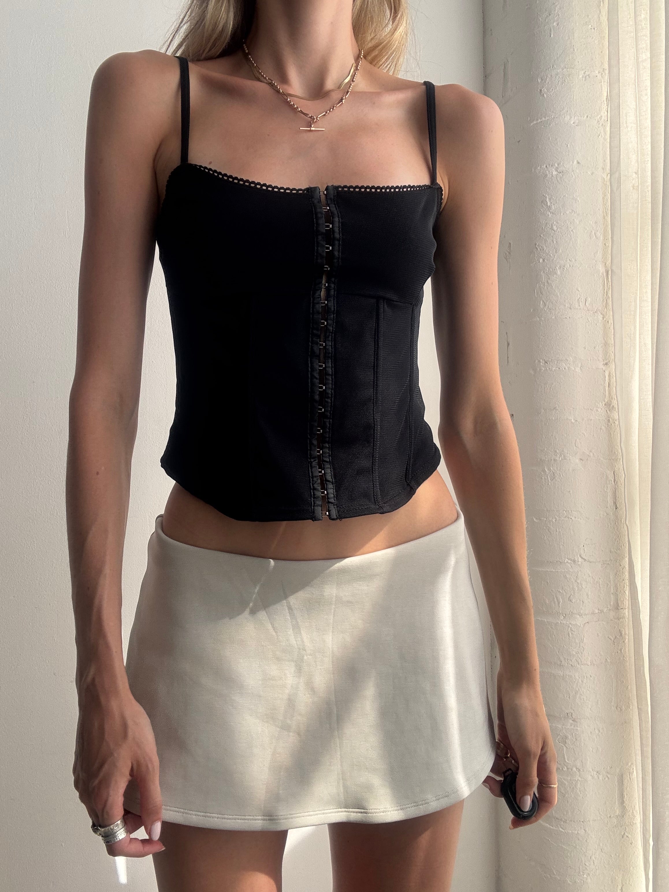 Vintage Y2K Black Corset Cami Top - Size S