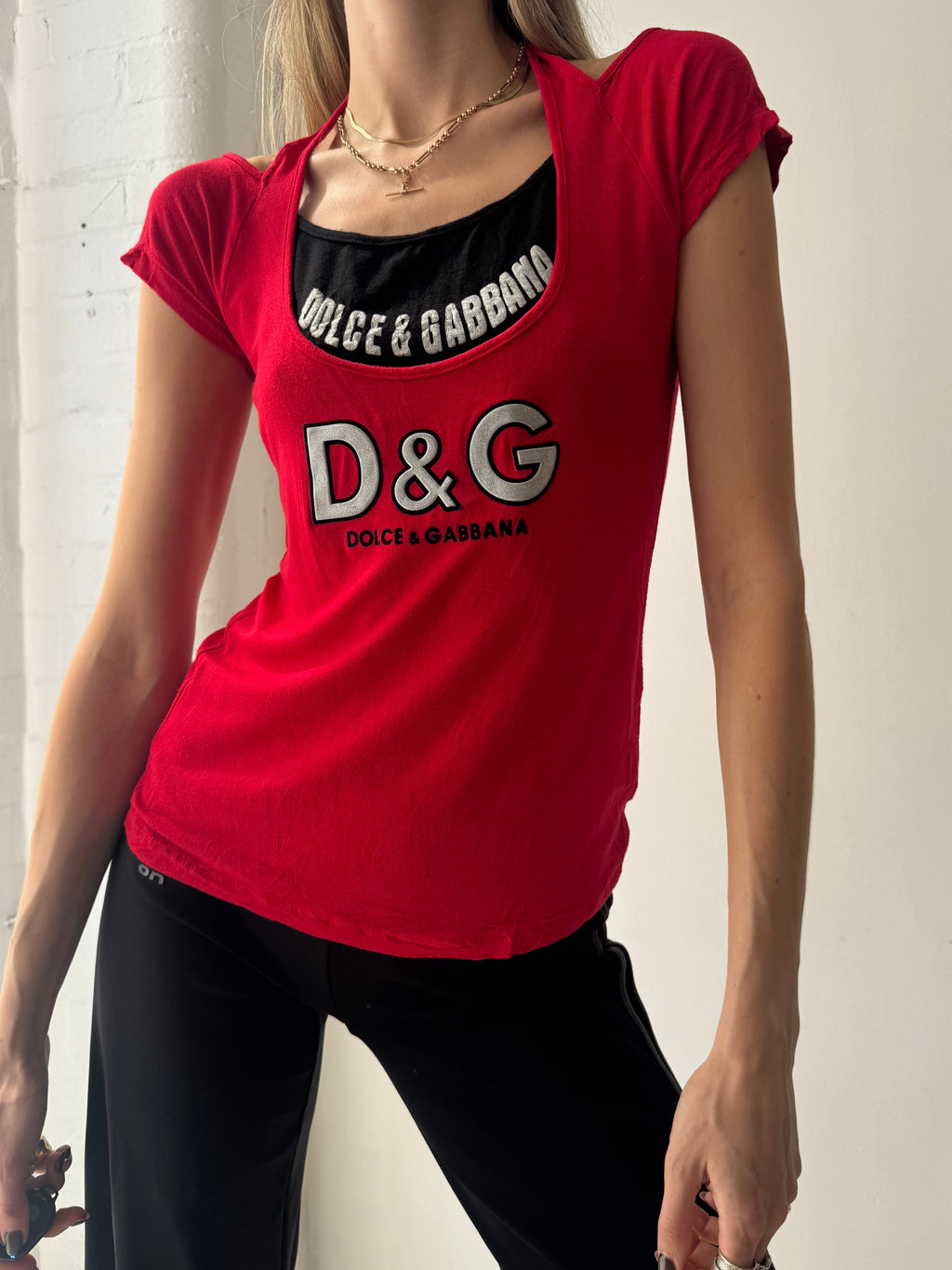 Vintage Y2K D&G logo top tshirt - Size S