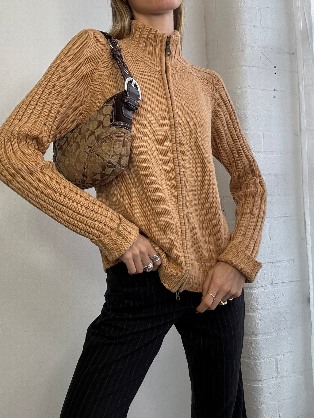 Vintage Y2K dual zip knitted jumper