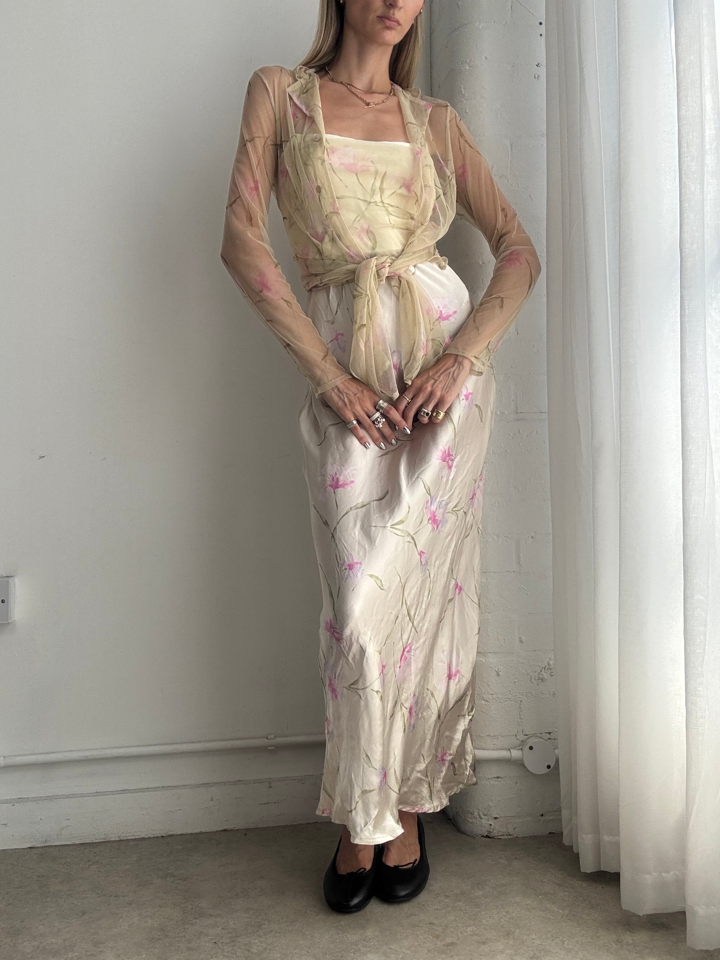 Vintage Dolce & Gabbana D&G Silk Floral Maxi Dress – Y2K Bias Cut Slip Dress - Size S/M