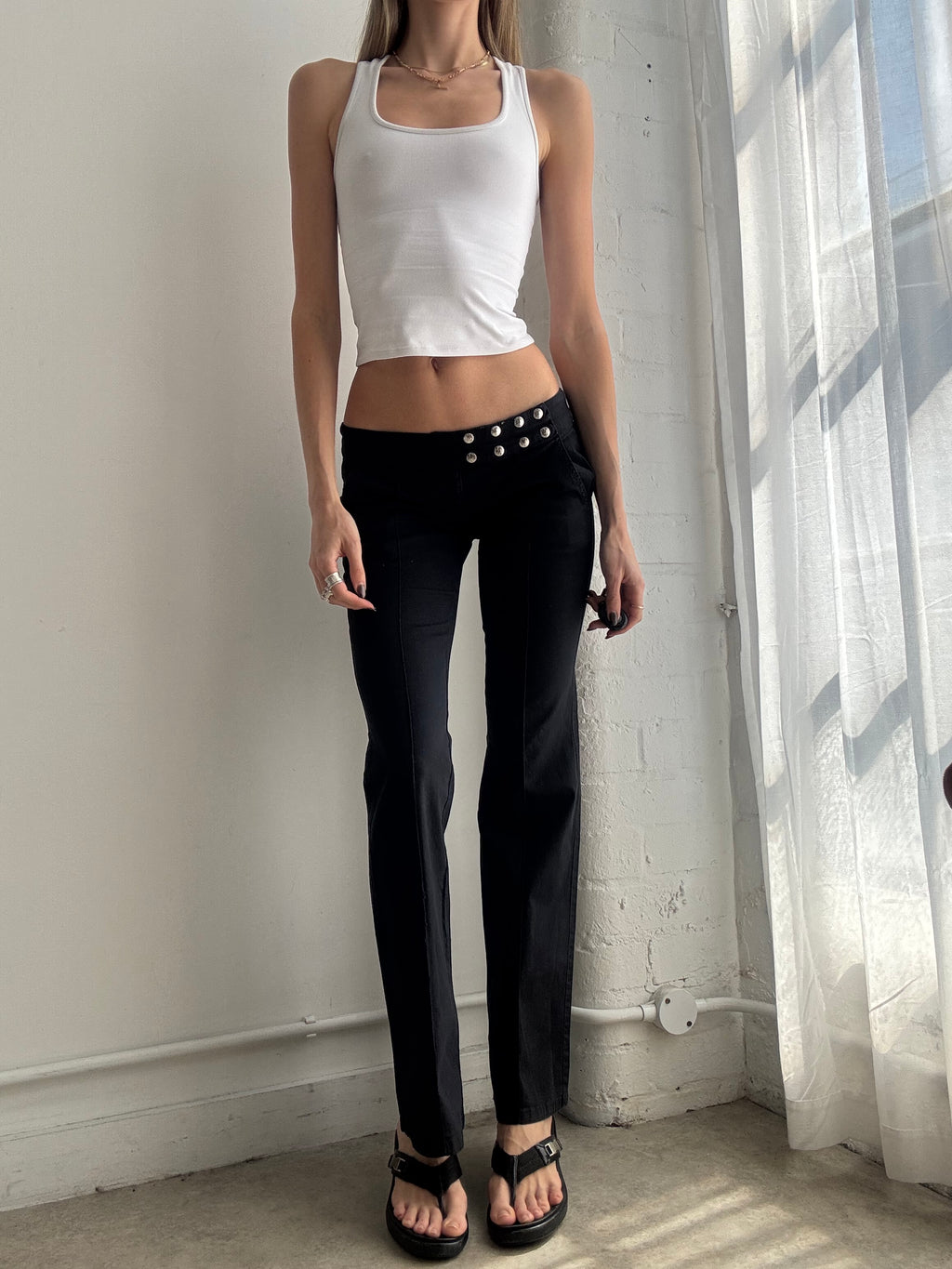 Vintage Y2K black low rise flare trousers - Size XS