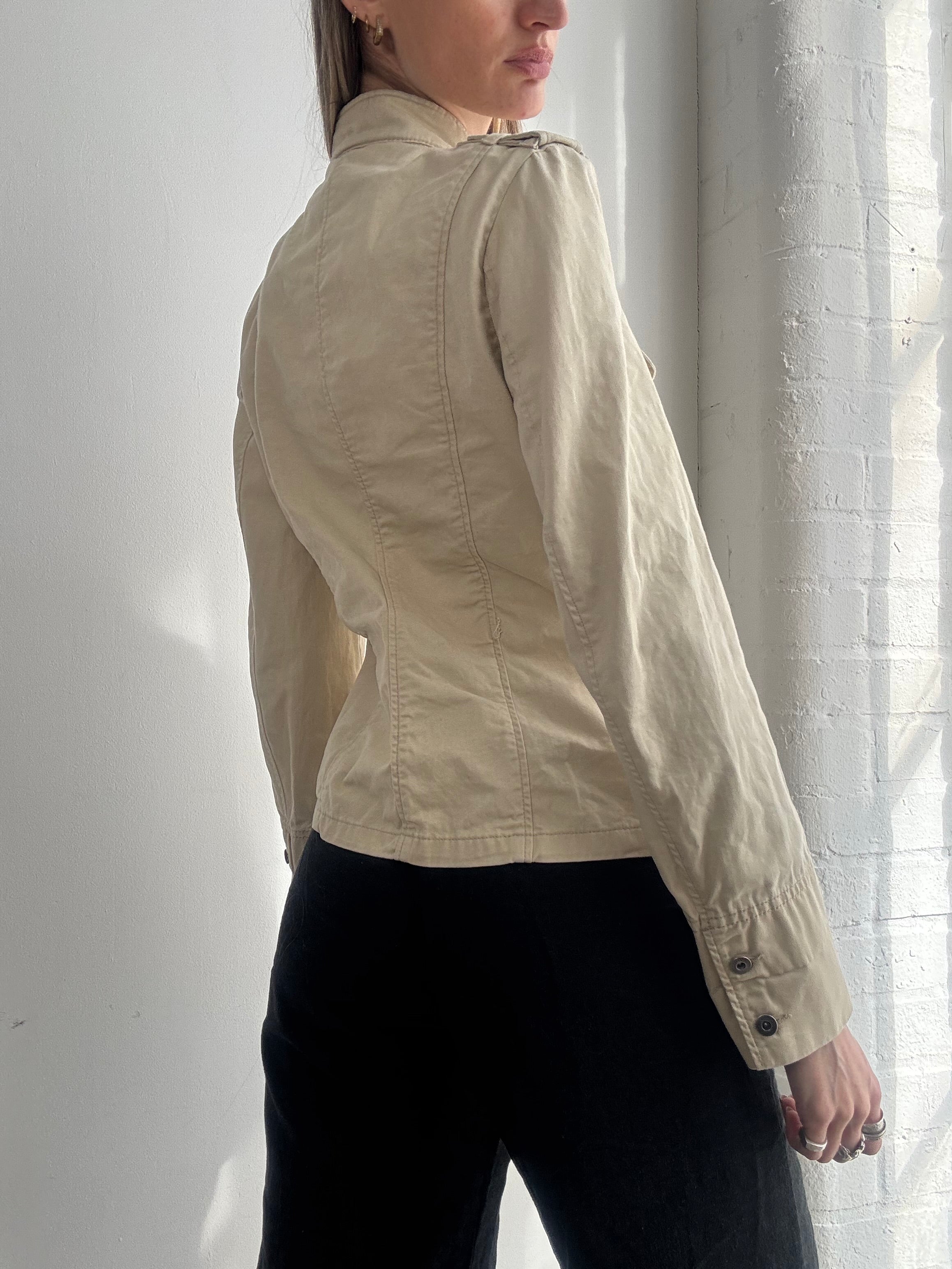 Vintage Y2K cream fitted utility jacket - Size S