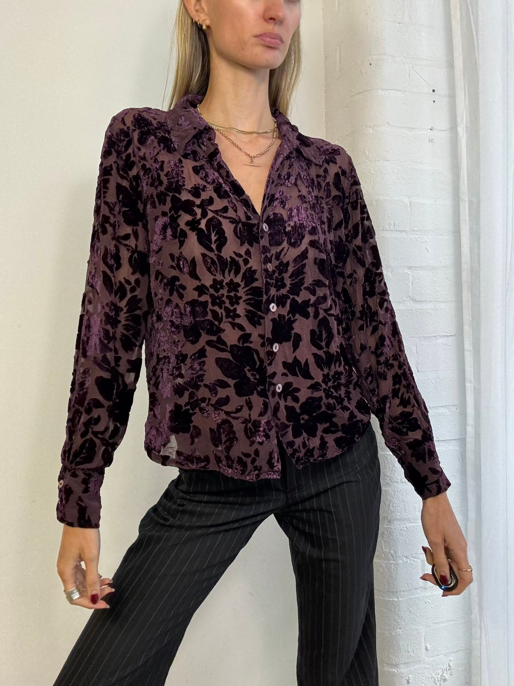 Vintage 90s Devore velvet blouse