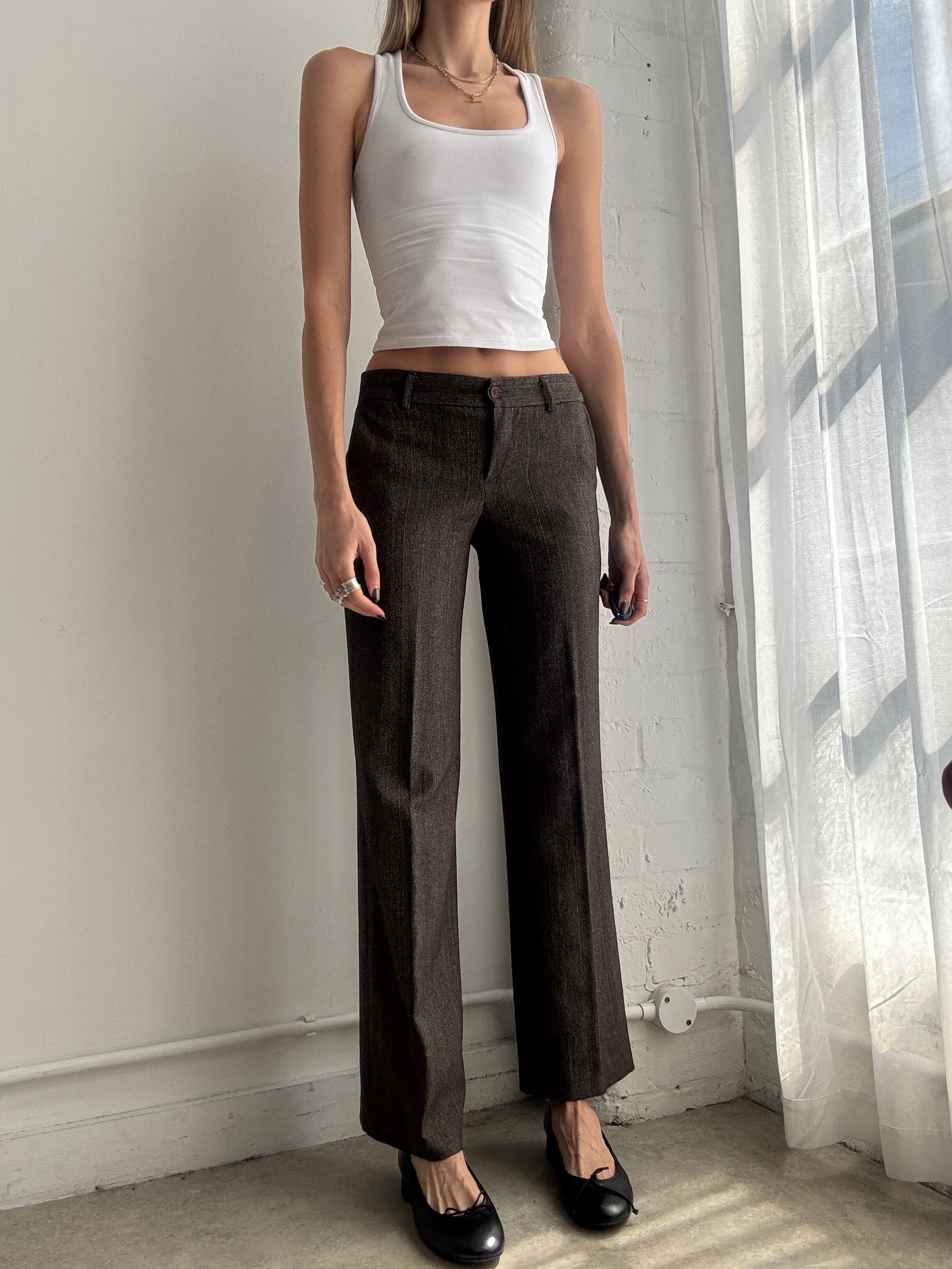 Vintage Y2K brown low rise suit pants - Size XS