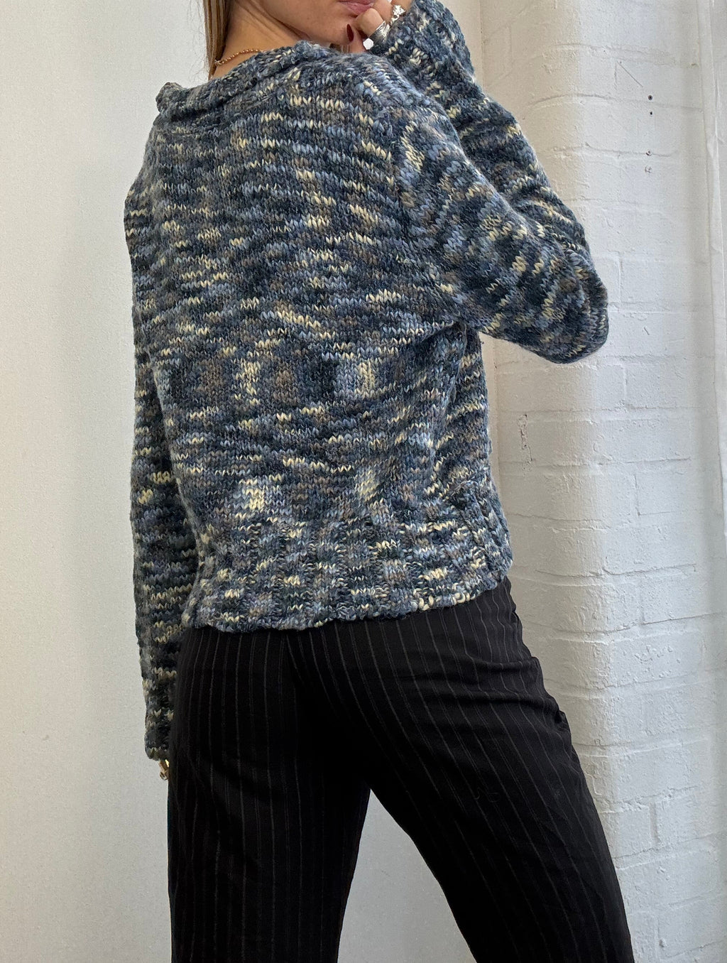 Vintage Y2K blue knitted tie front cardigan