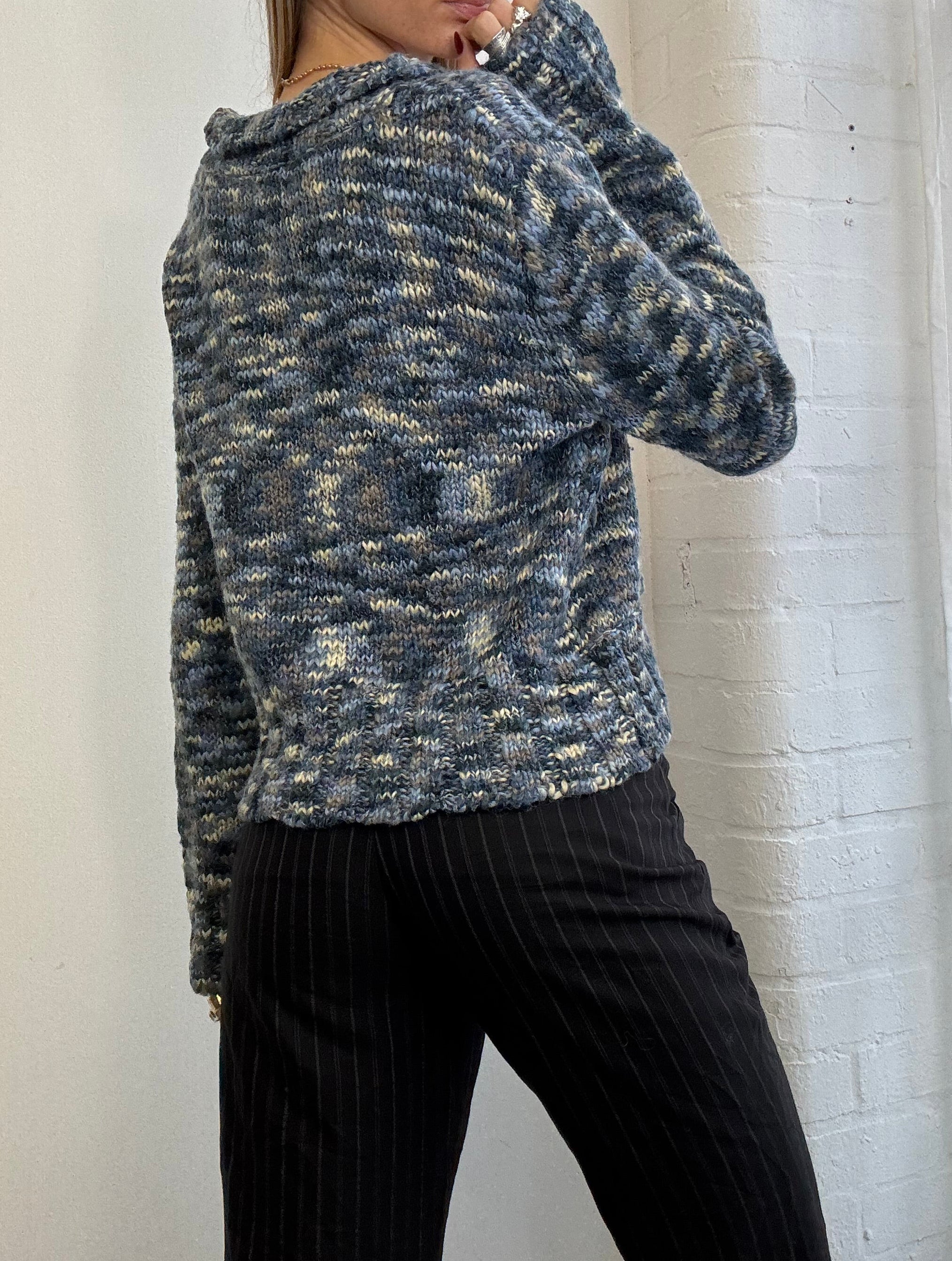 Vintage Y2K blue knitted tie front cardigan