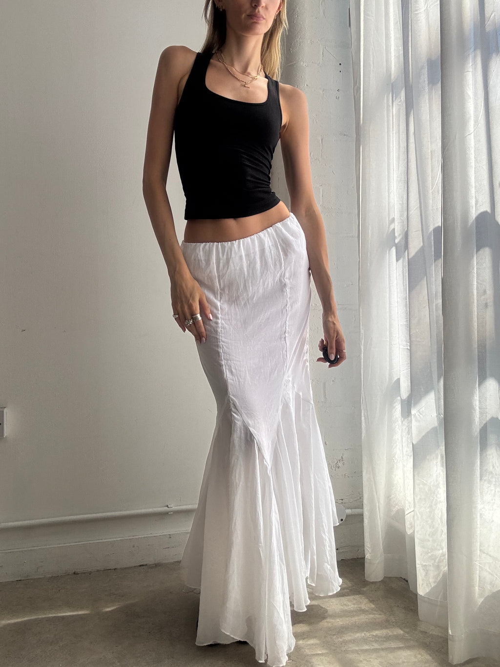 Vintage Y2K White Boho Maxi Skirt Fairy Coquette Boho - Size XS