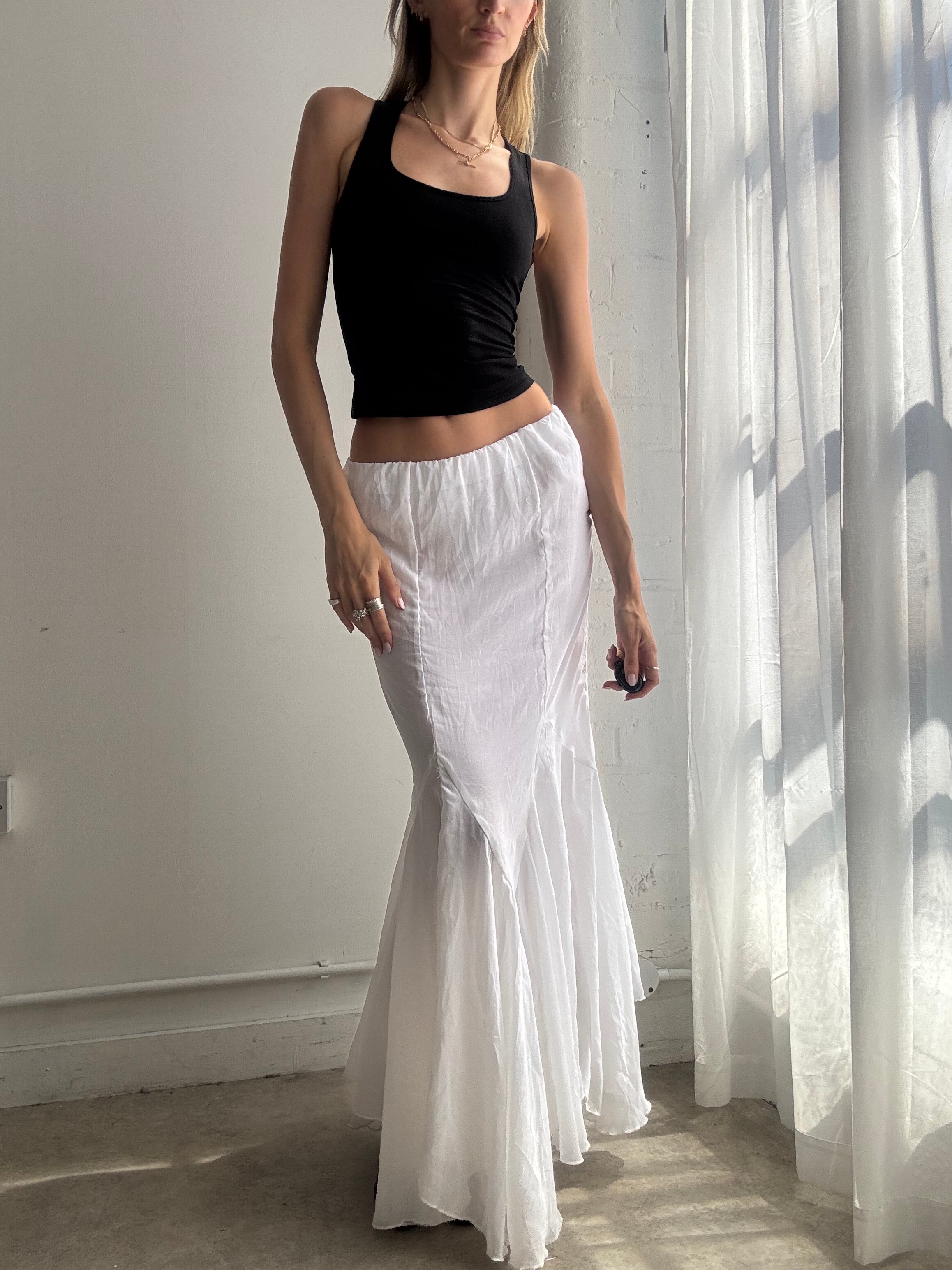 Vintage Y2K White Boho Maxi Skirt Fairy Coquette Boho - Size XS