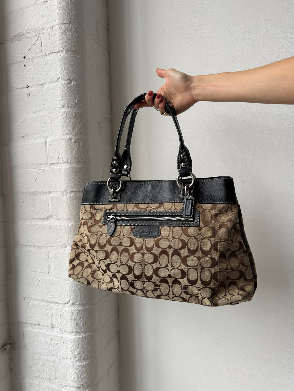 Vintage Y2K coach monogram shoulder bag brown