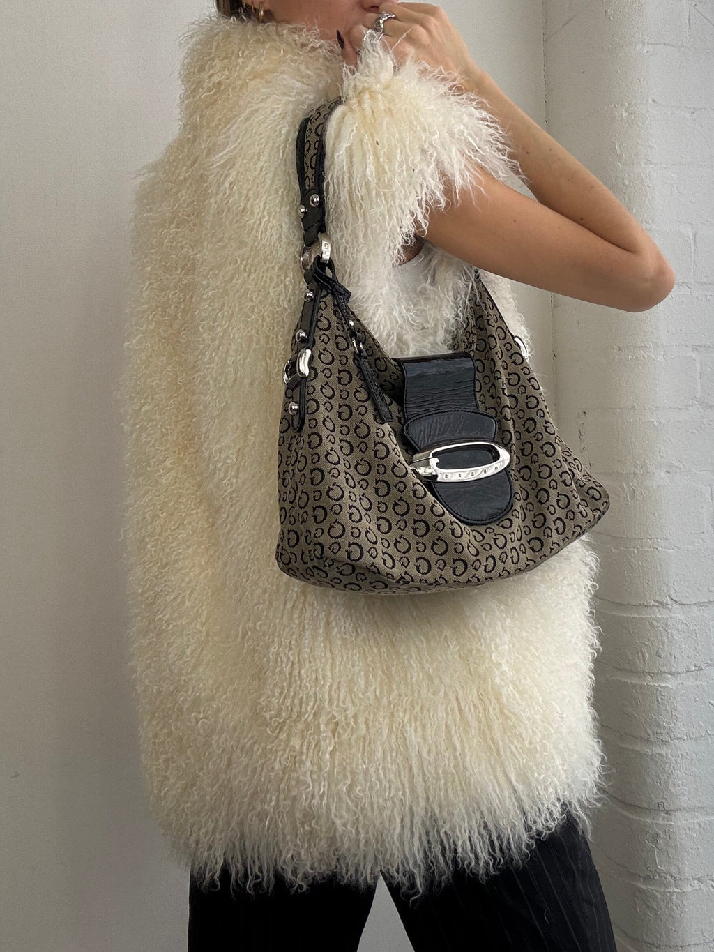 Vintage Y2K Mongolian fur gilet