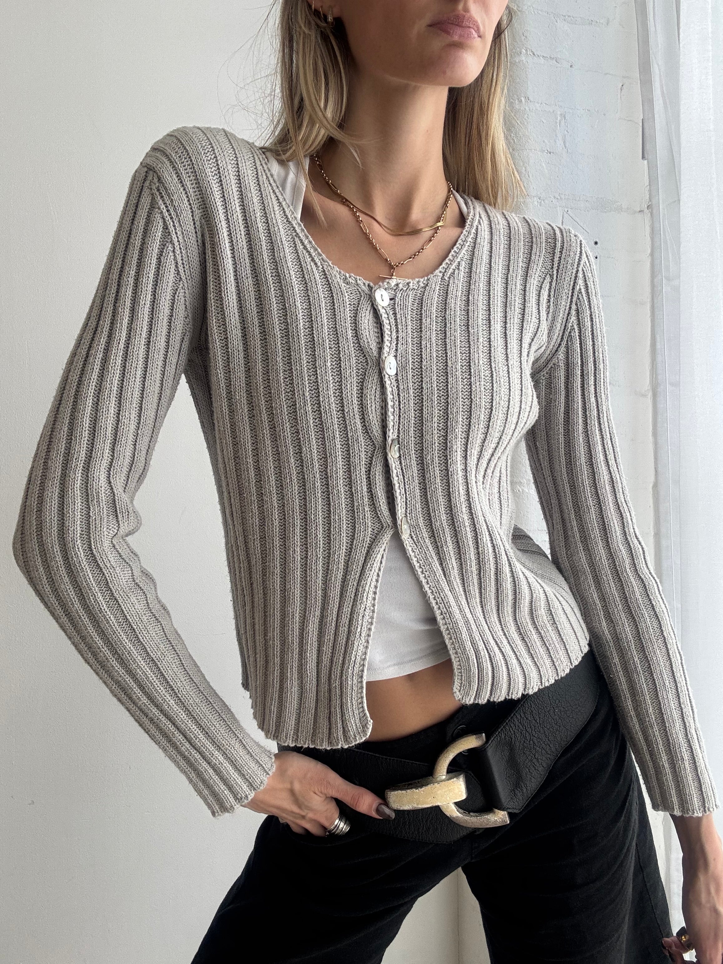 Vintage ribbed knit cardigan top - Size S