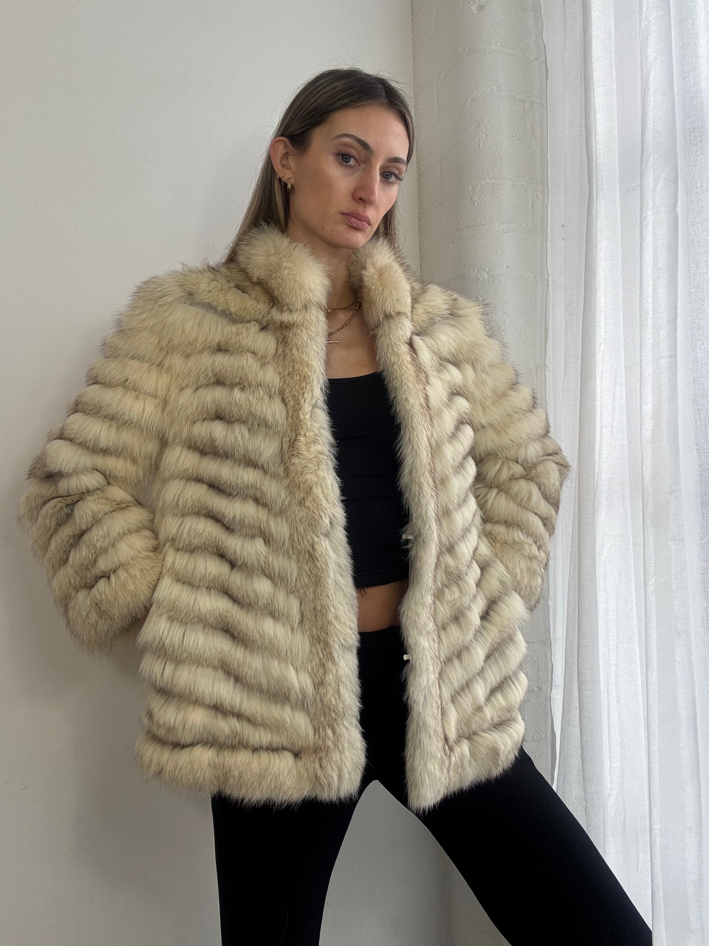 Vintage 90s cream fox fur coat