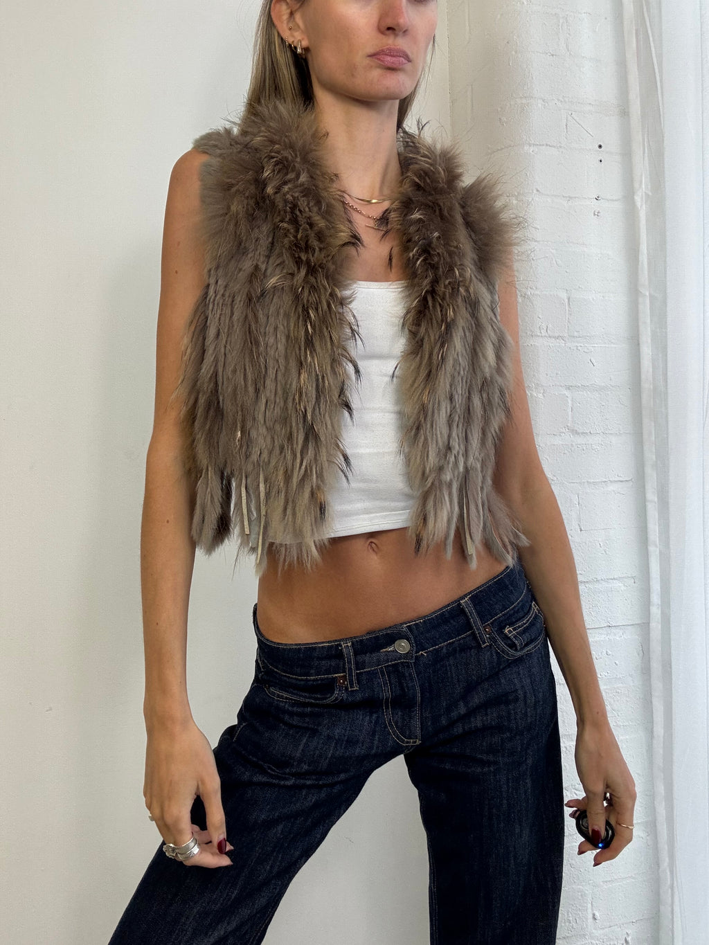 Vintage brown fur gilet