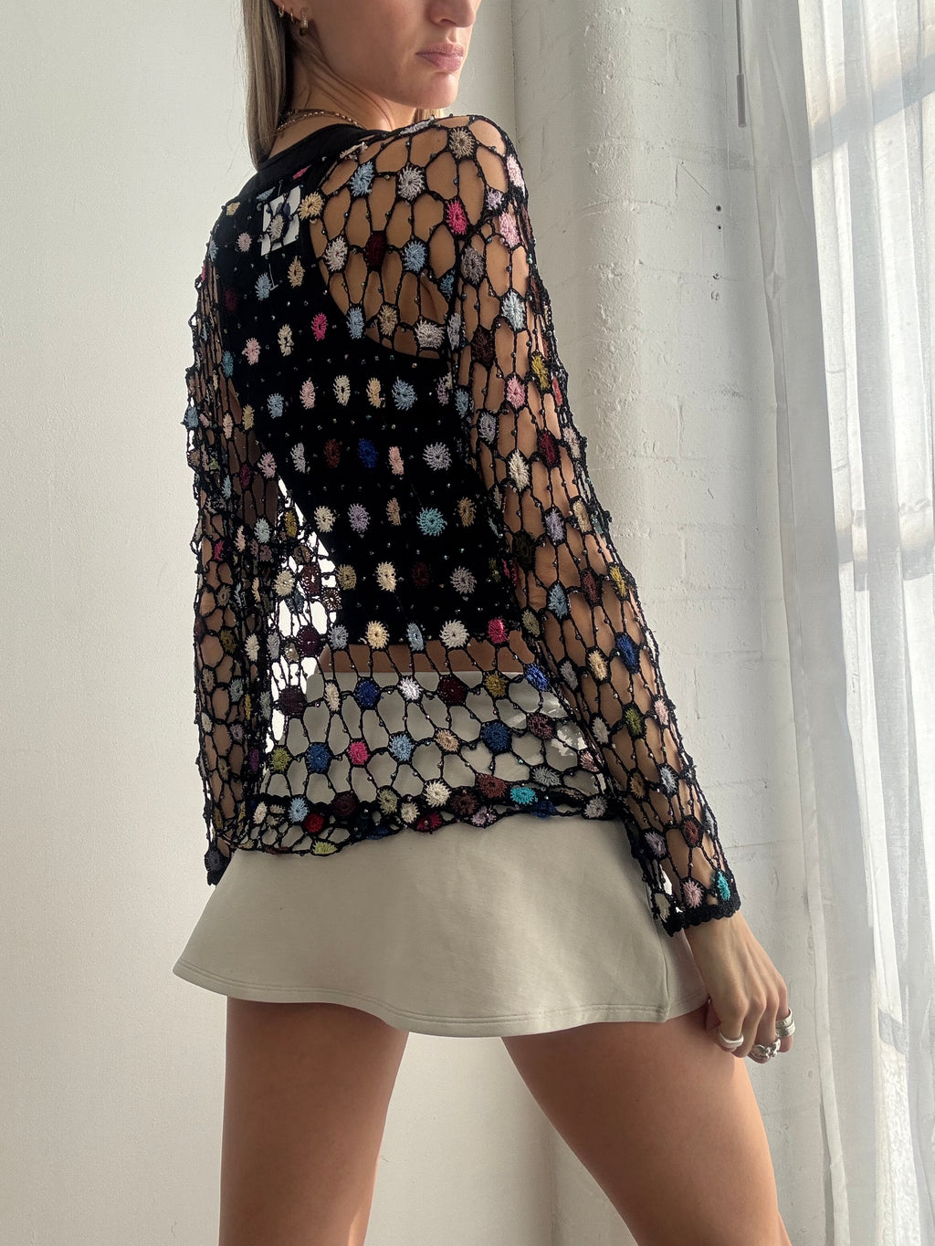 Vintage crochet knit cardigan