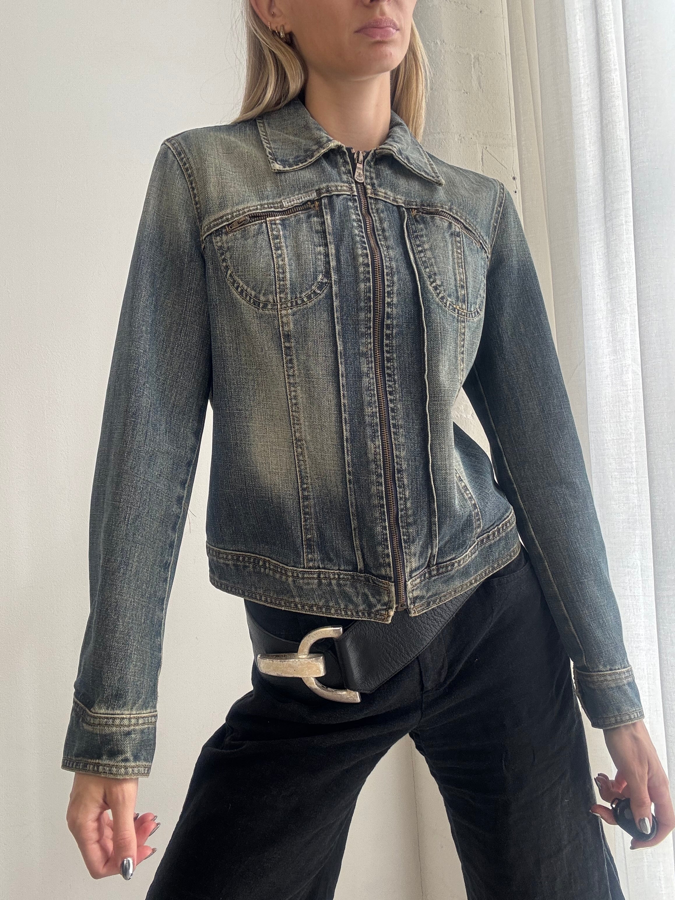 Vintage Y2K Calvin Klein Washed Denim Jacket – Fitted Jacket - Size S/M