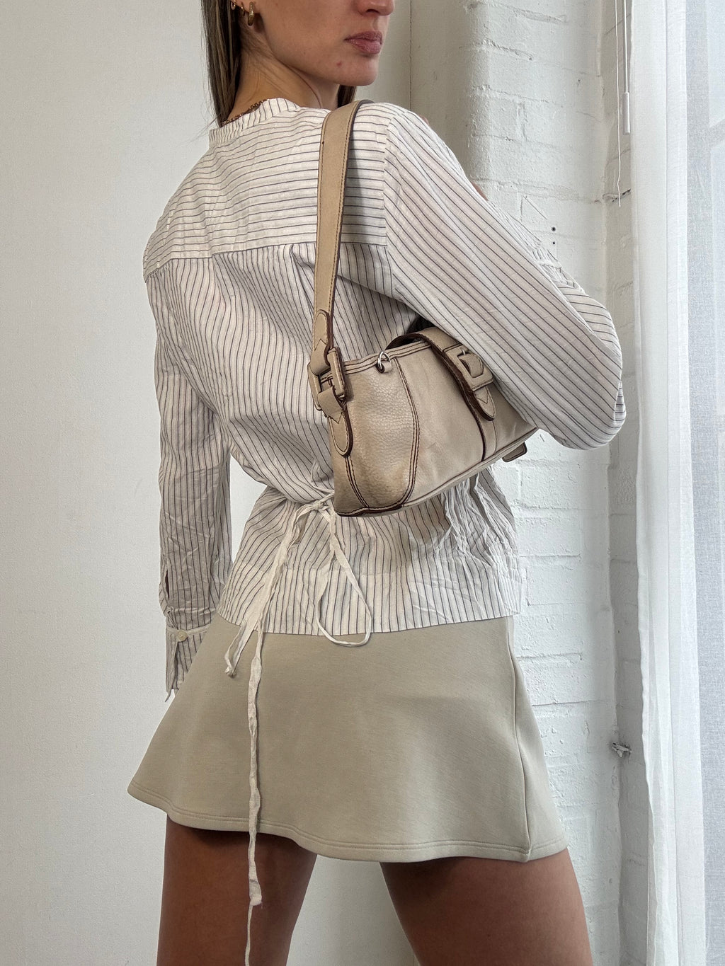Vintage Y2K striped wrap style blouse