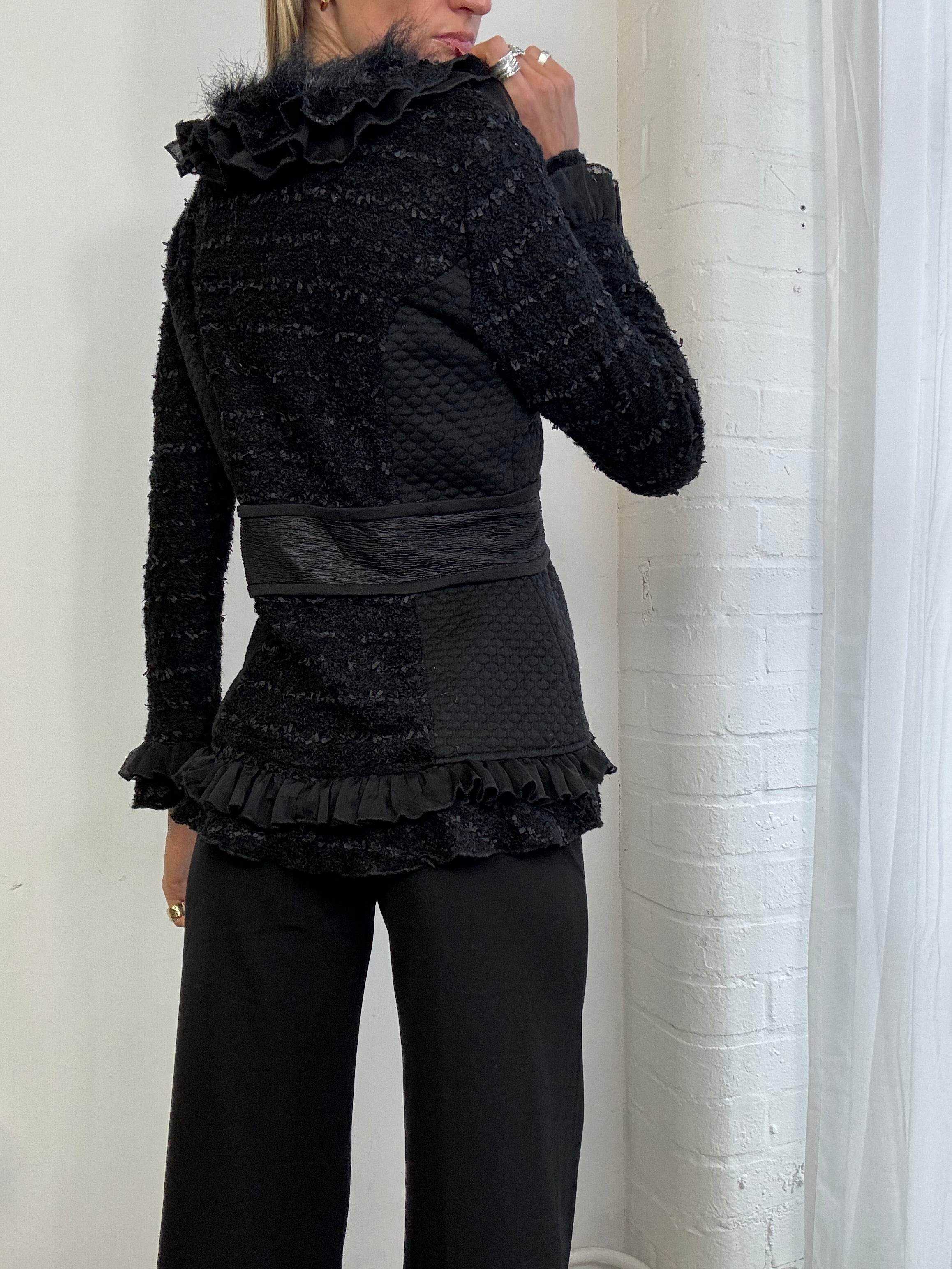 Vintage Y2K faux fur trim cardigan