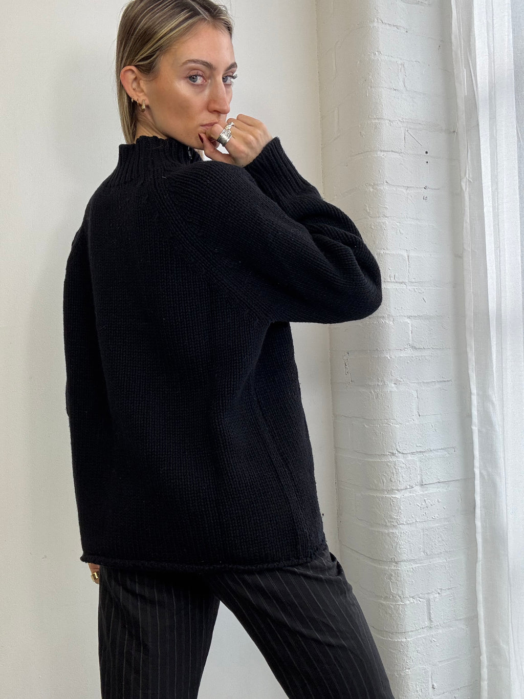 Vintage Y2K wool sweater with asymmetric zip