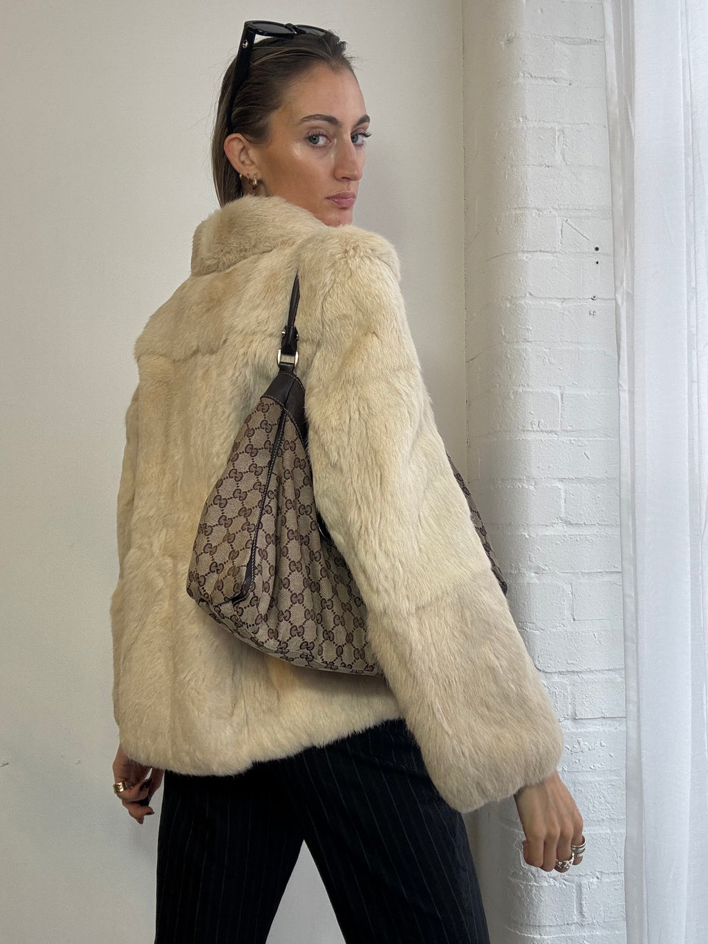 Vintage cream rabbit fur jacket