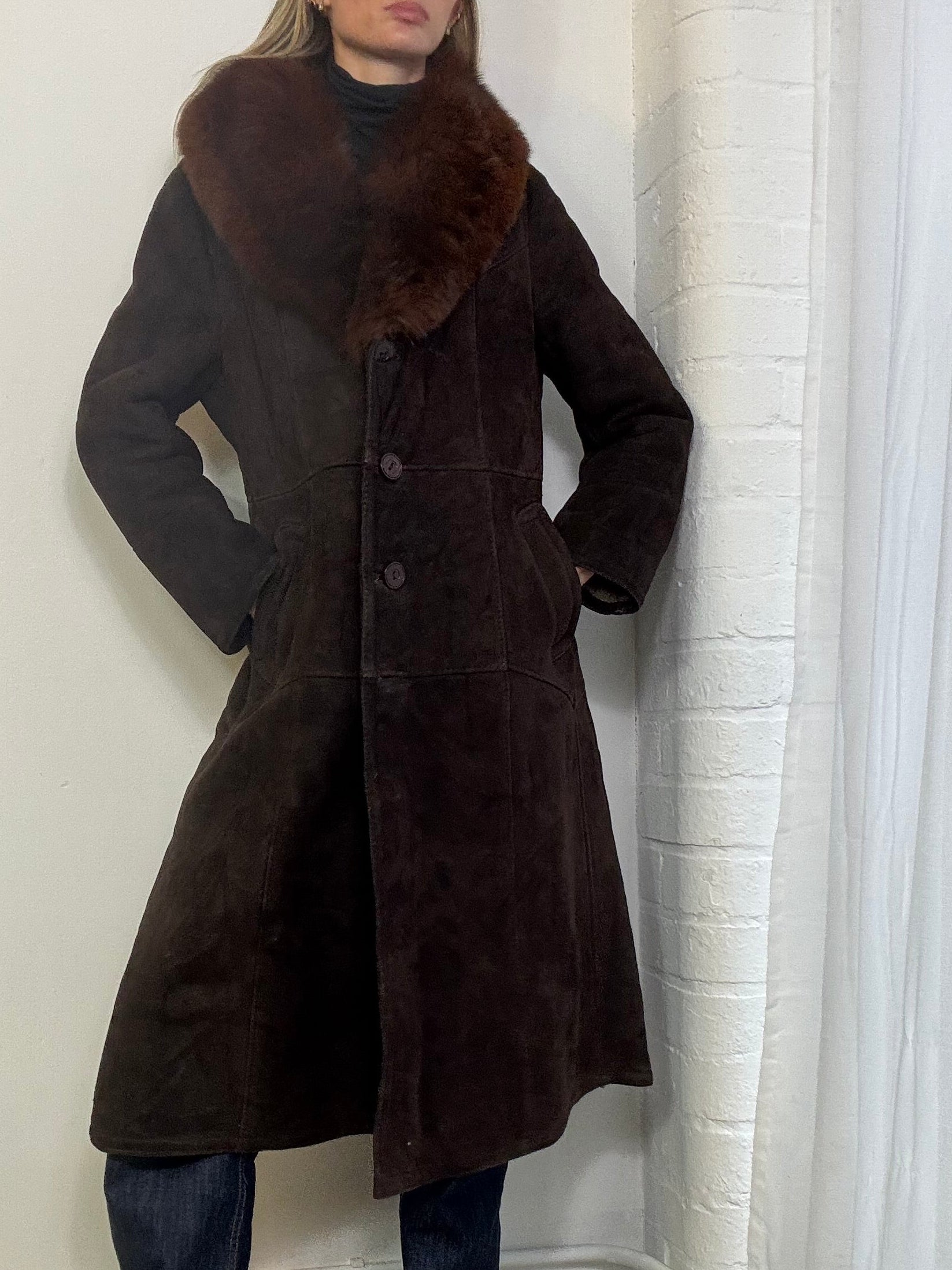 Vintage sheepskin coat brown