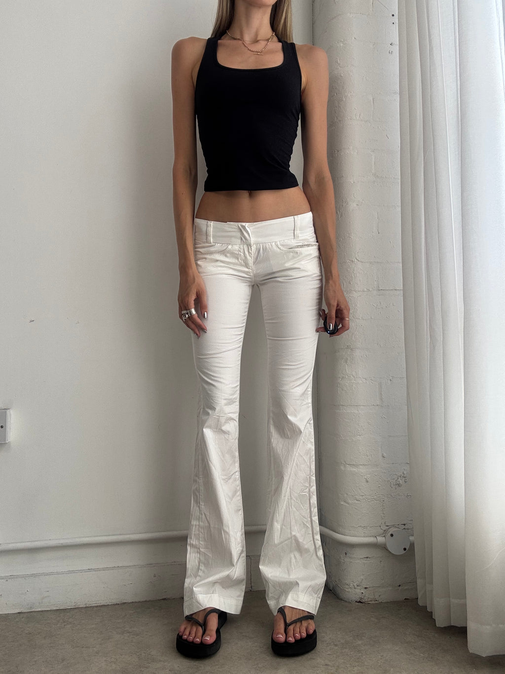 Vintage Y2K Killah  White Low Rise Flared Trousers – Stretch Bootcut Pants - Size XS