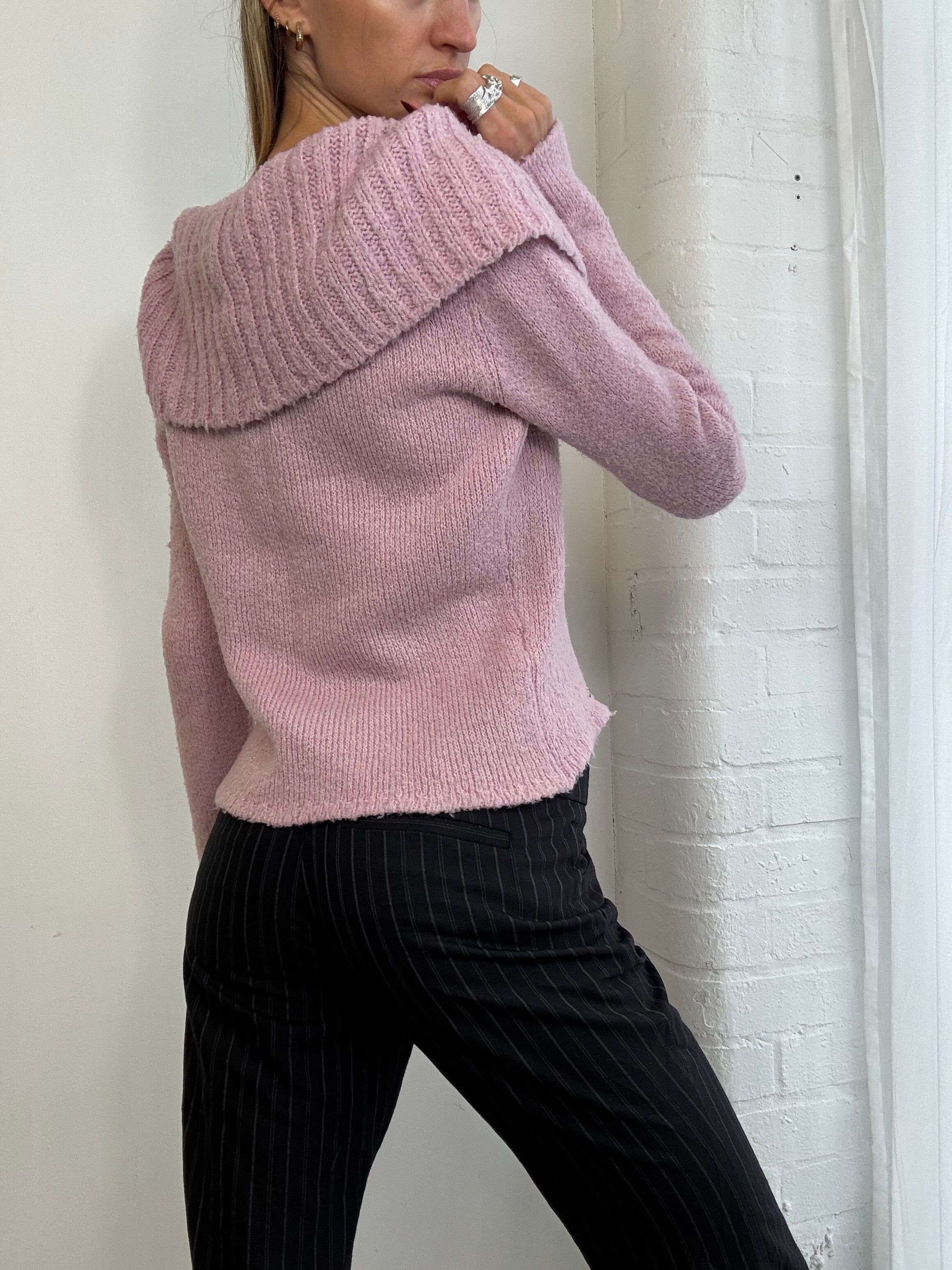 Vintage Y2K pink double breasted knitted cardigan