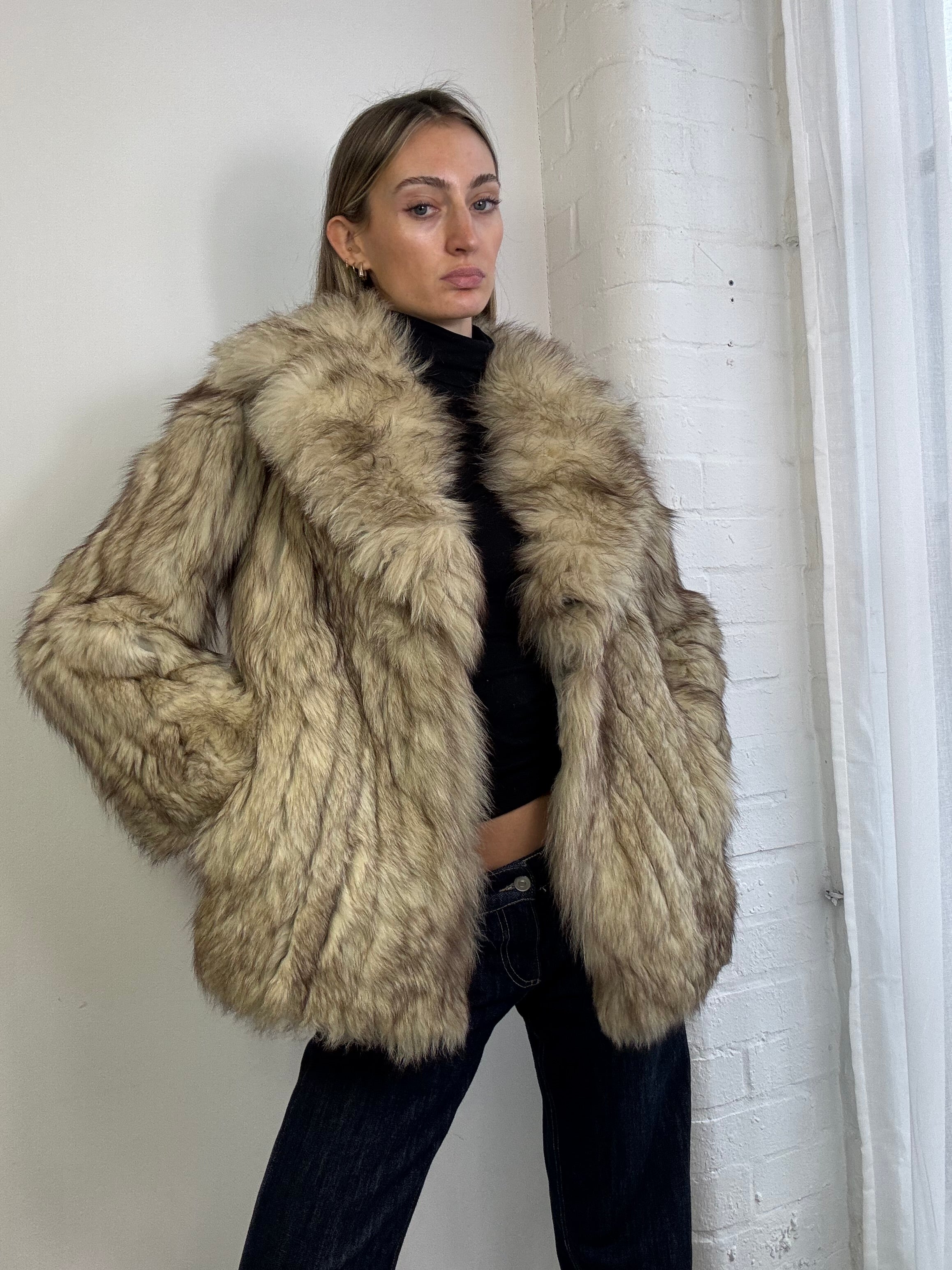 Vintage 90s fox fur coat