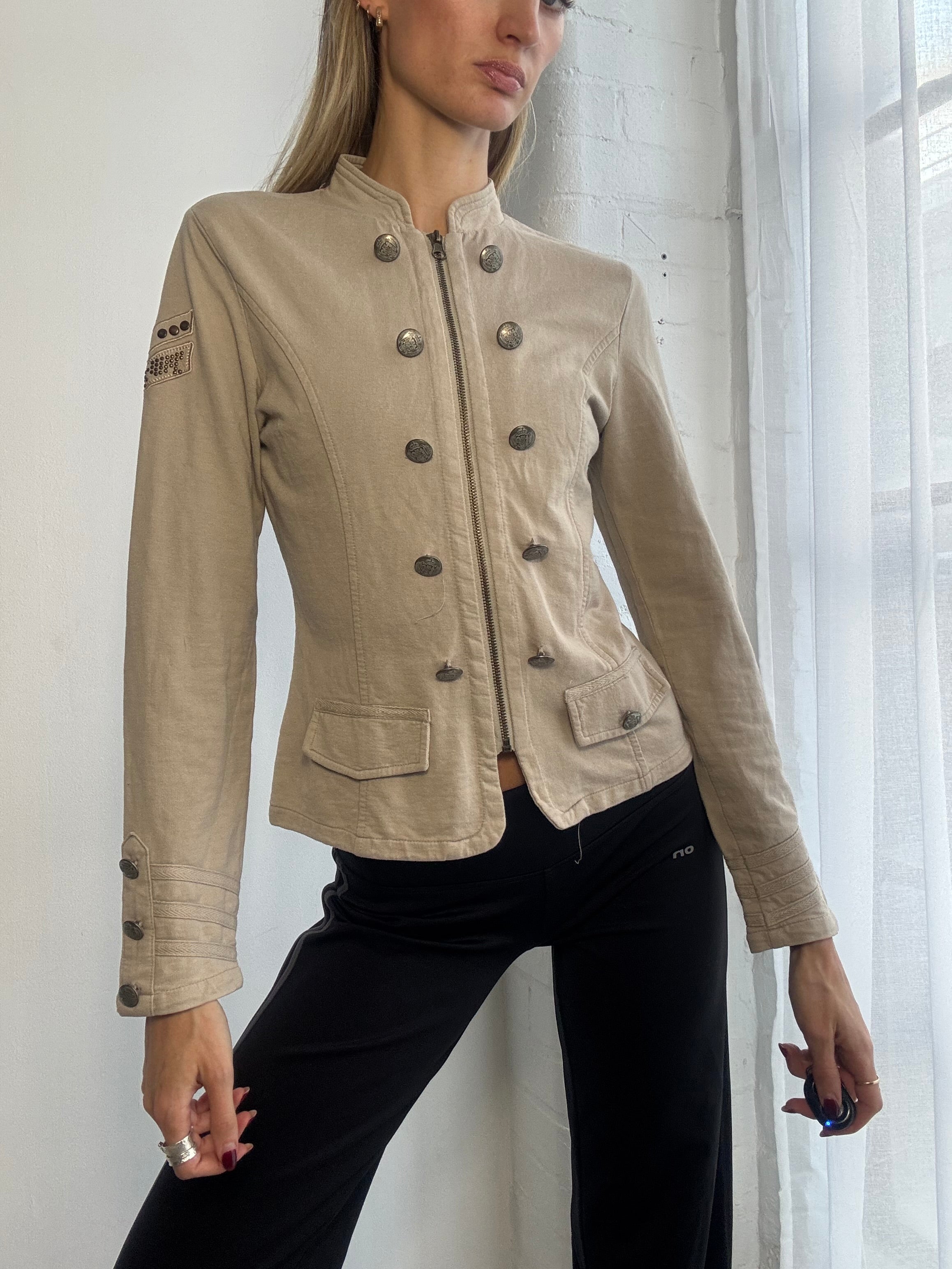 Vintage Y2K military style zip up jumper