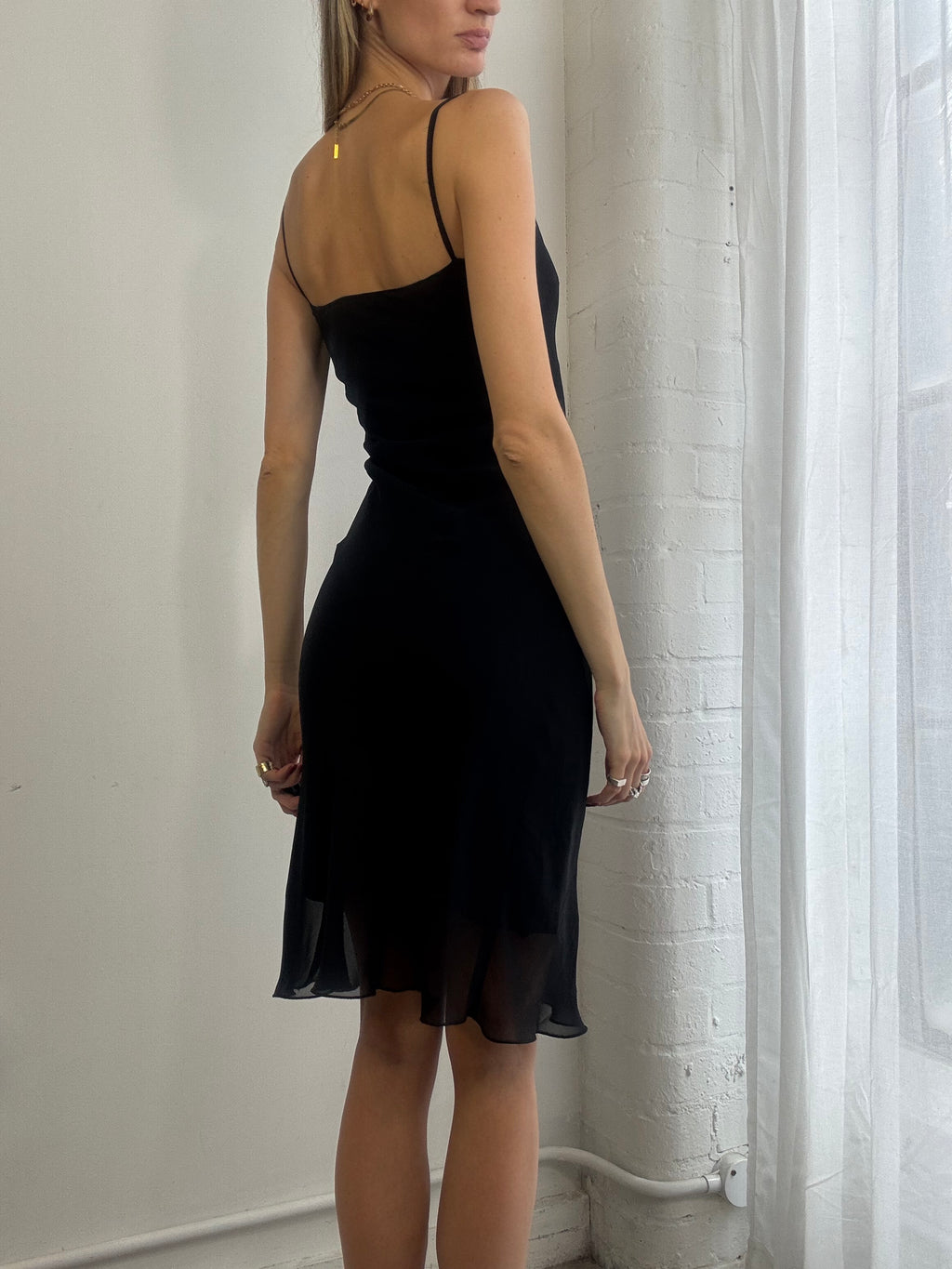 Vintage Y2k Black Mesh Asymmetric Dress Evening Party