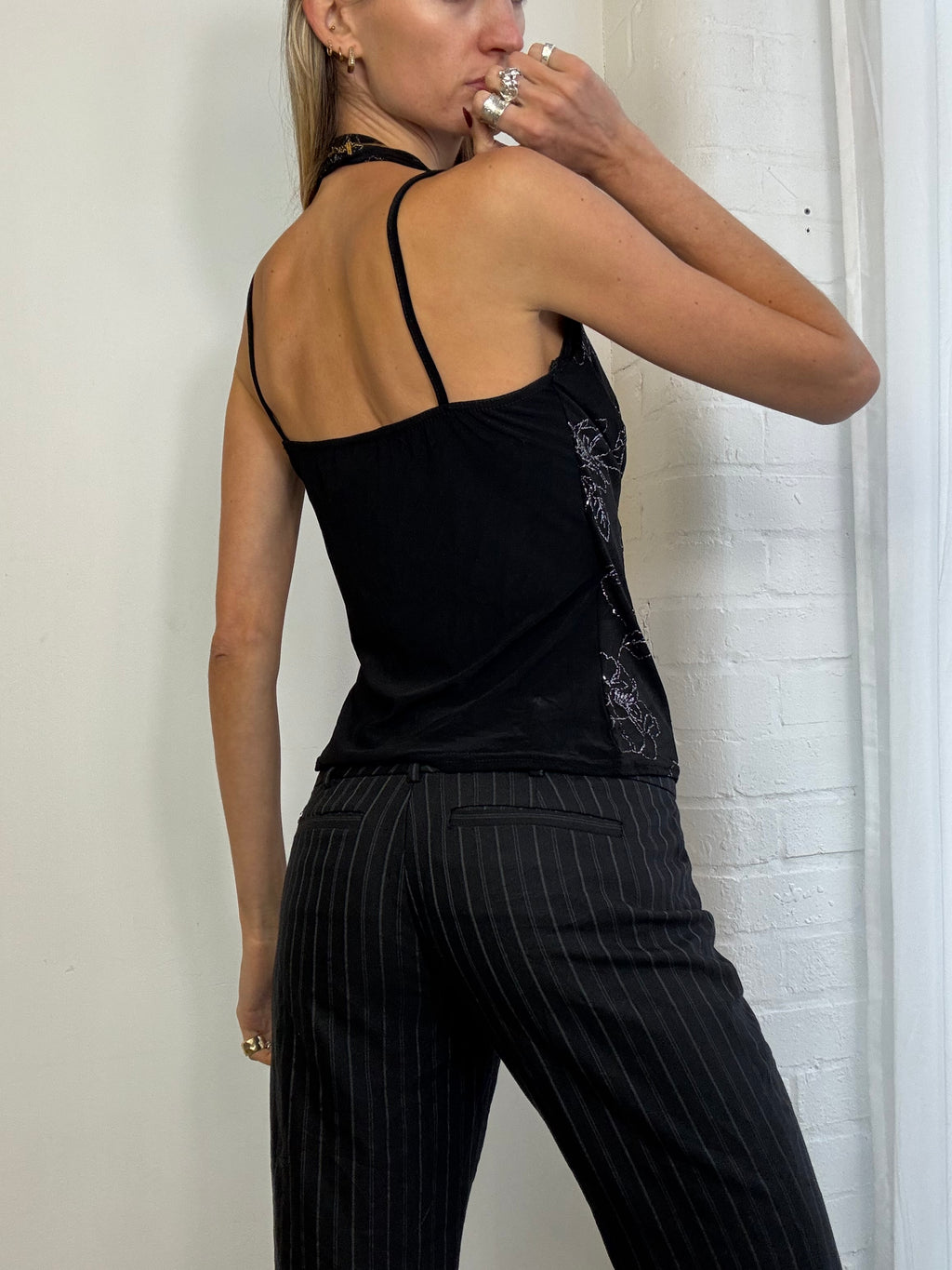 Vintage Y2K sparkly halter neck top