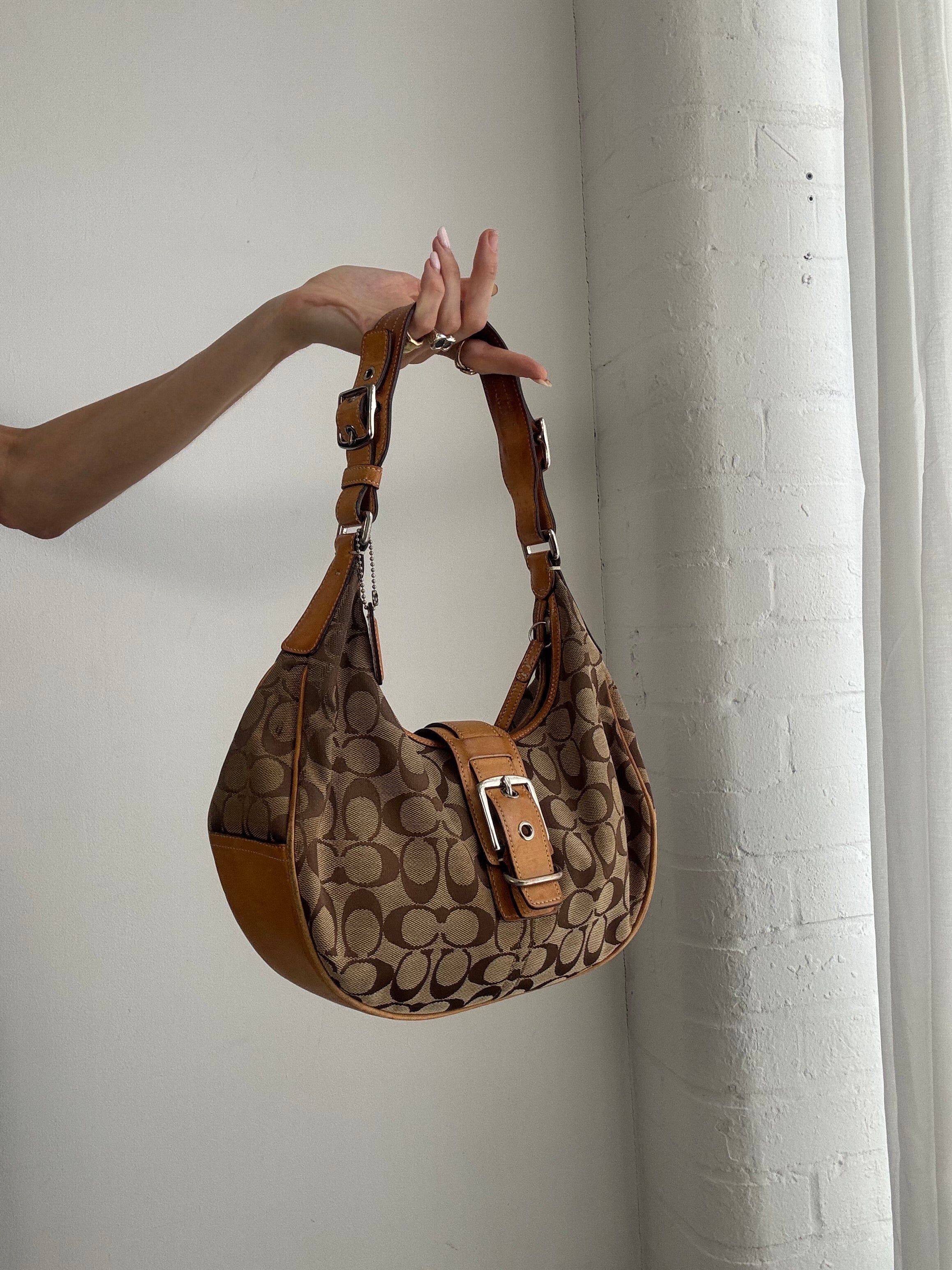 Vintage Y2K Coach Signature Soho Hobo Shoulder Bag – Brown Monogram Canvas & Leather
