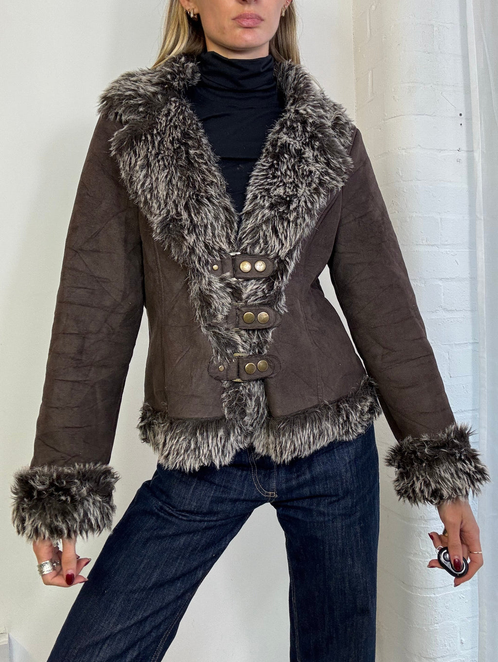 Vintage Y2K faux fur jacket