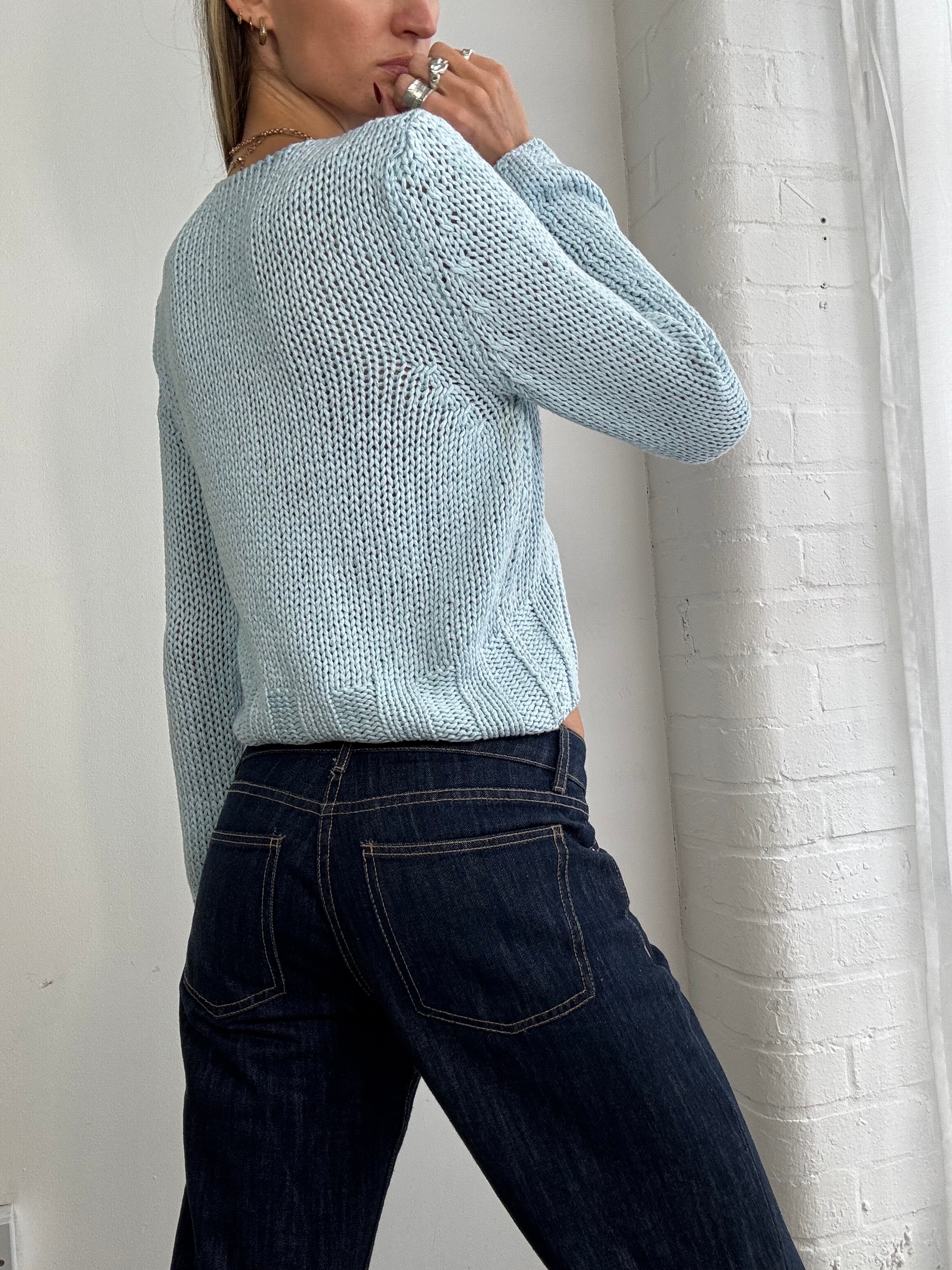 Vintage baby blue knitted cardigan