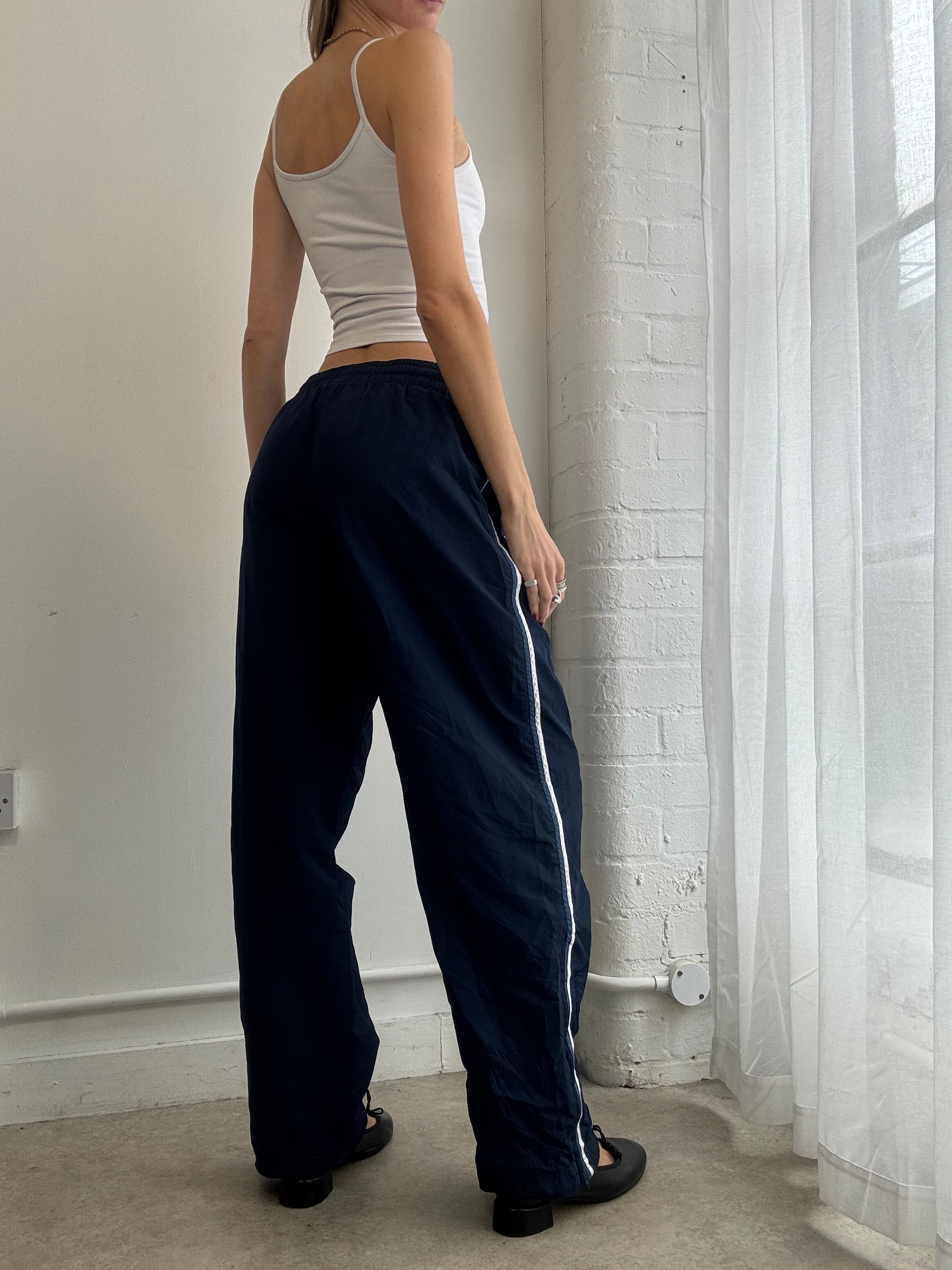 Vintage Y2K Nike navy blue wide leg track trousers