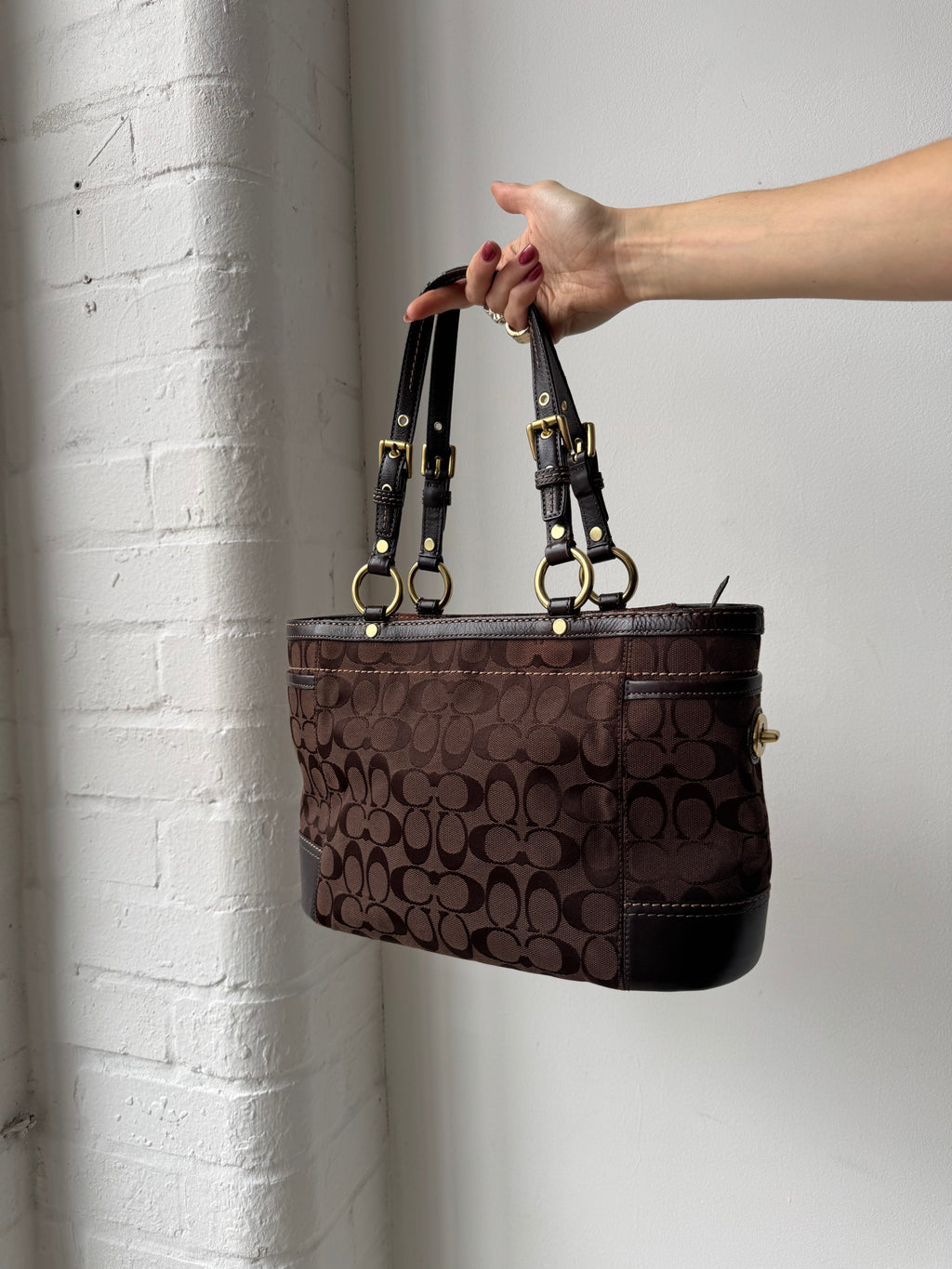 Vintage Y2K coach monogram shoulder bag brown