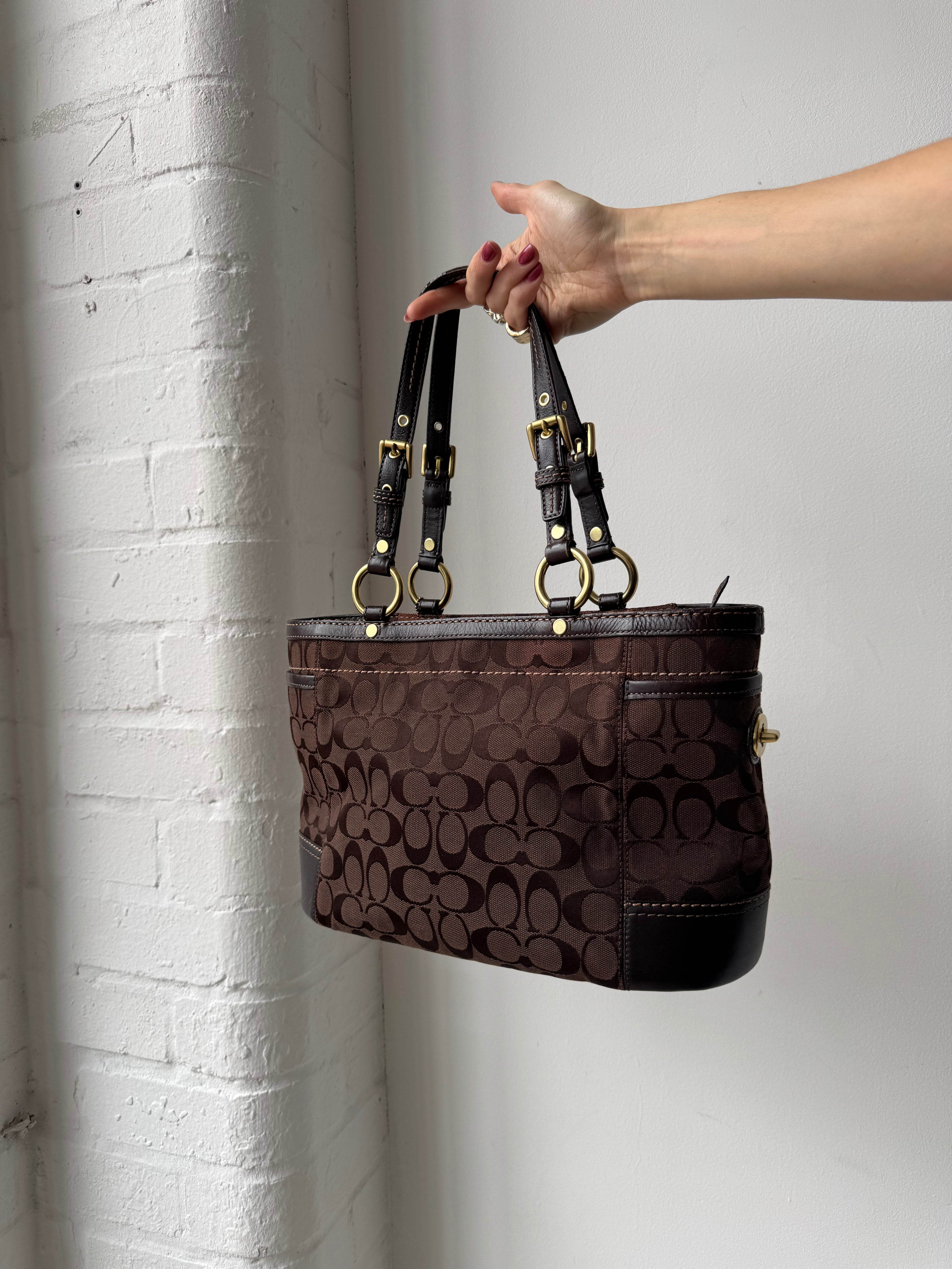 Vintage Y2K coach monogram shoulder bag brown