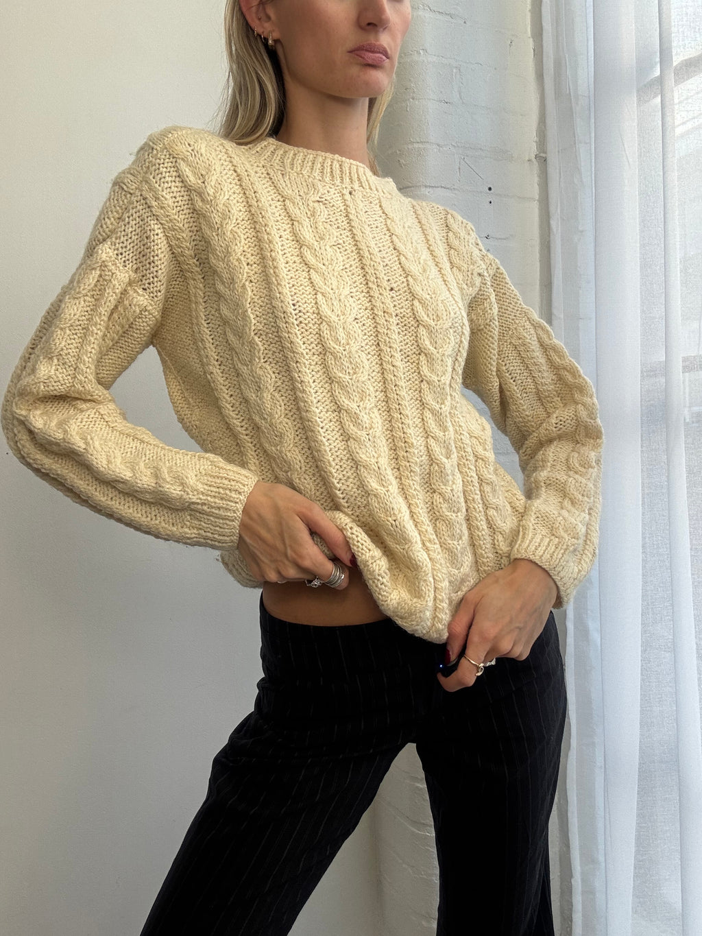 Vintage cream cable knit jumper