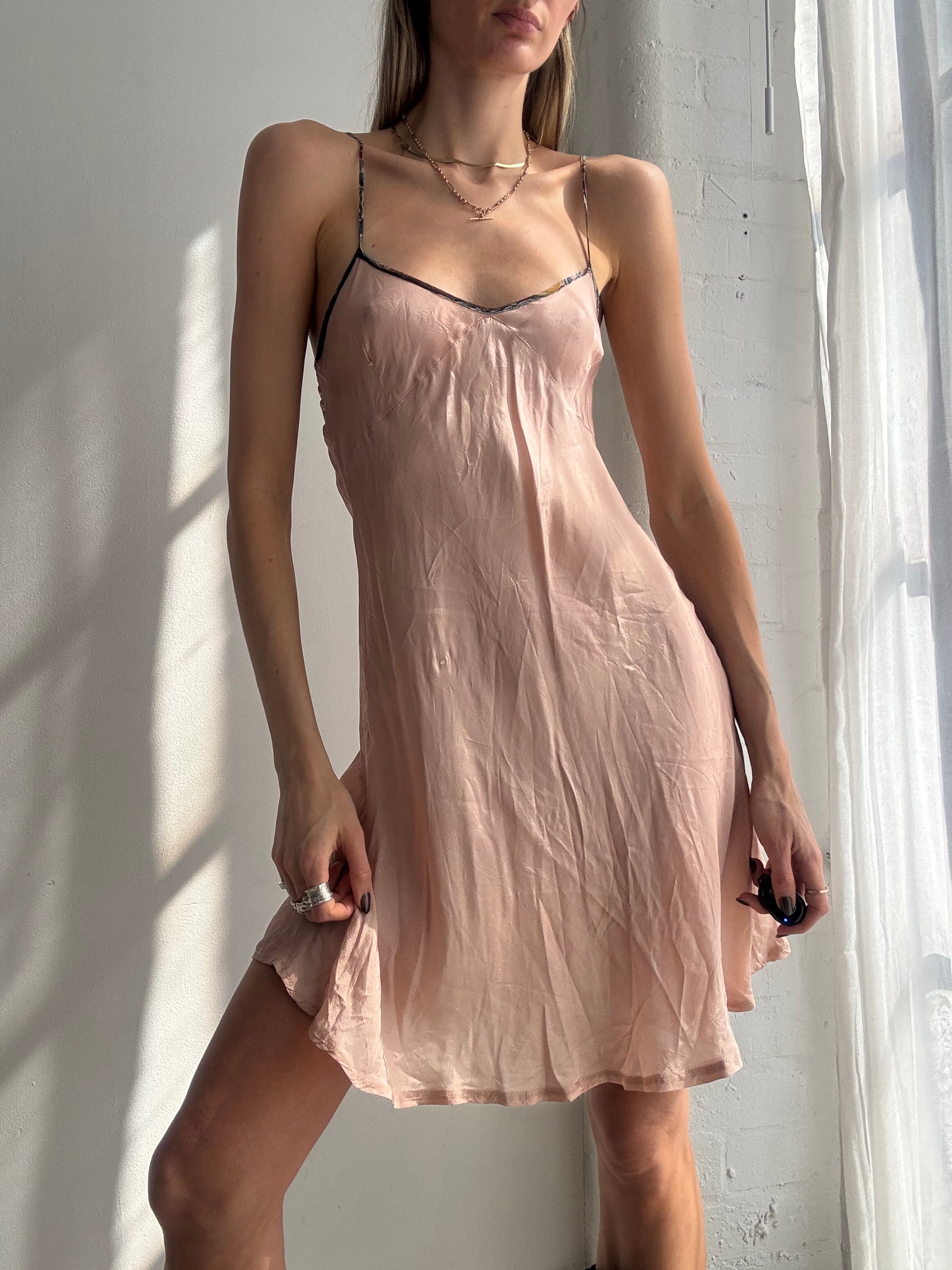 Vintage Y2K blush pink slip dress - Size M