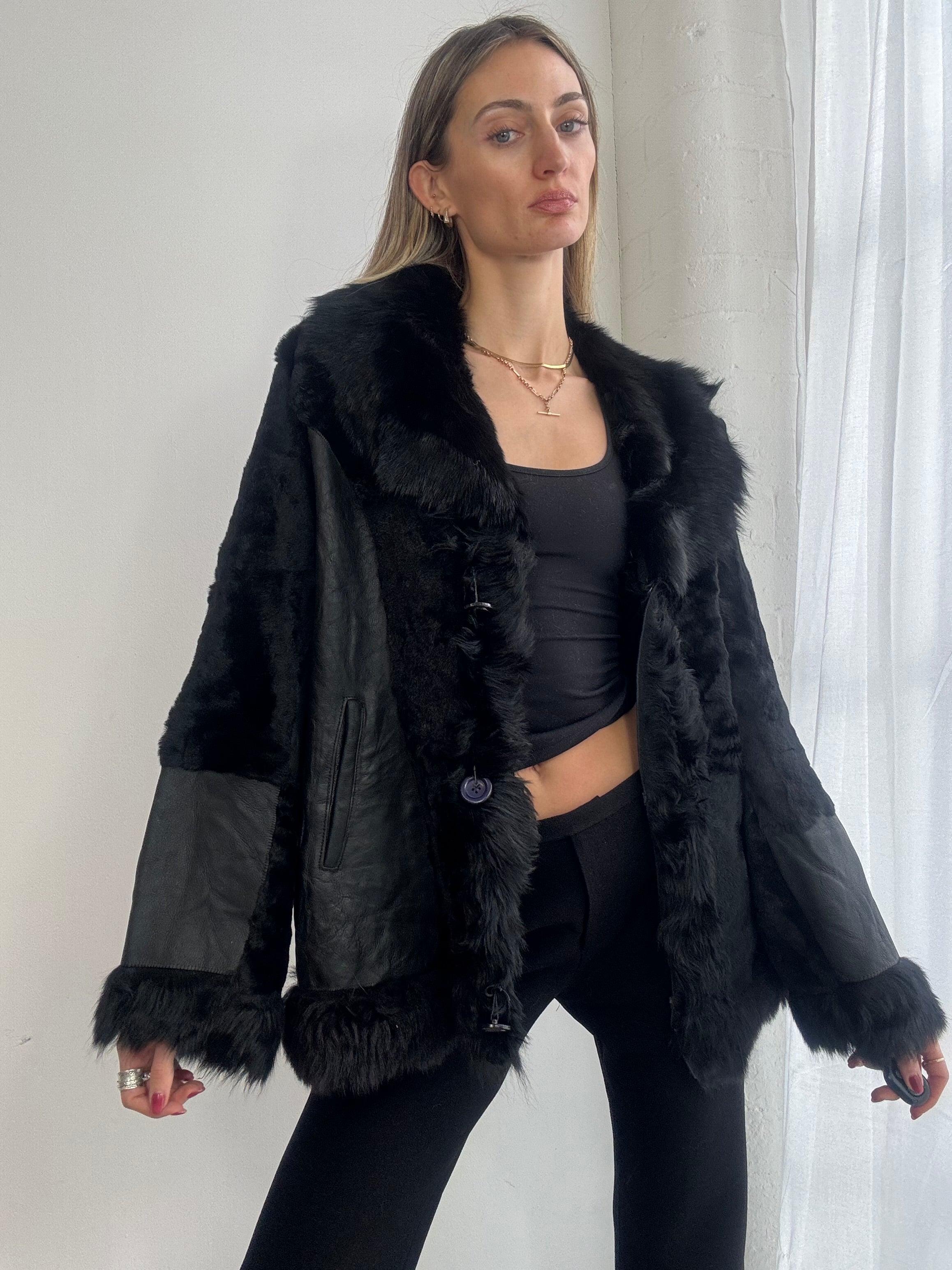 Vintage 90s shearling & leather coat