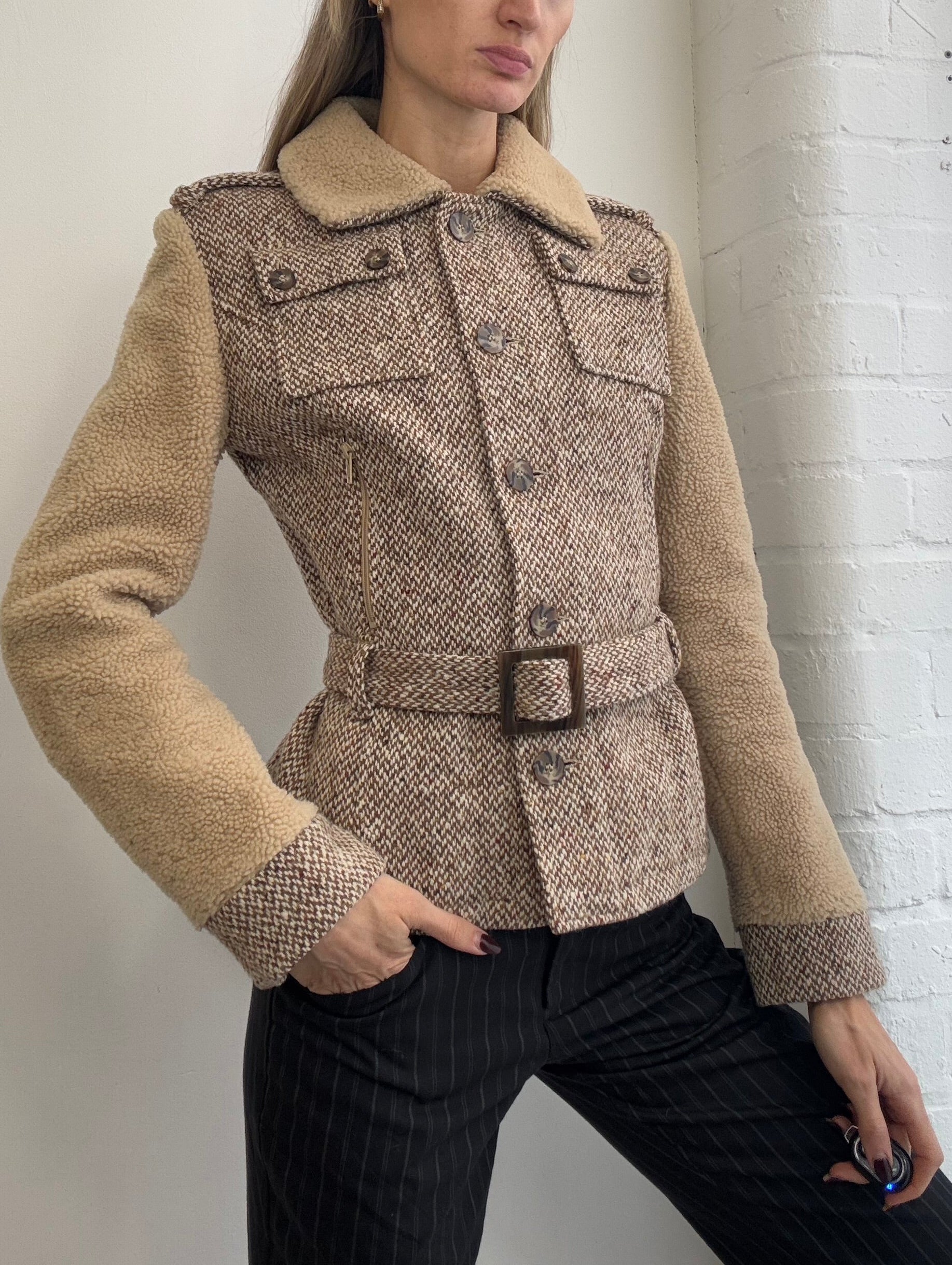 Vintage Iceberg belted sherpa jacket