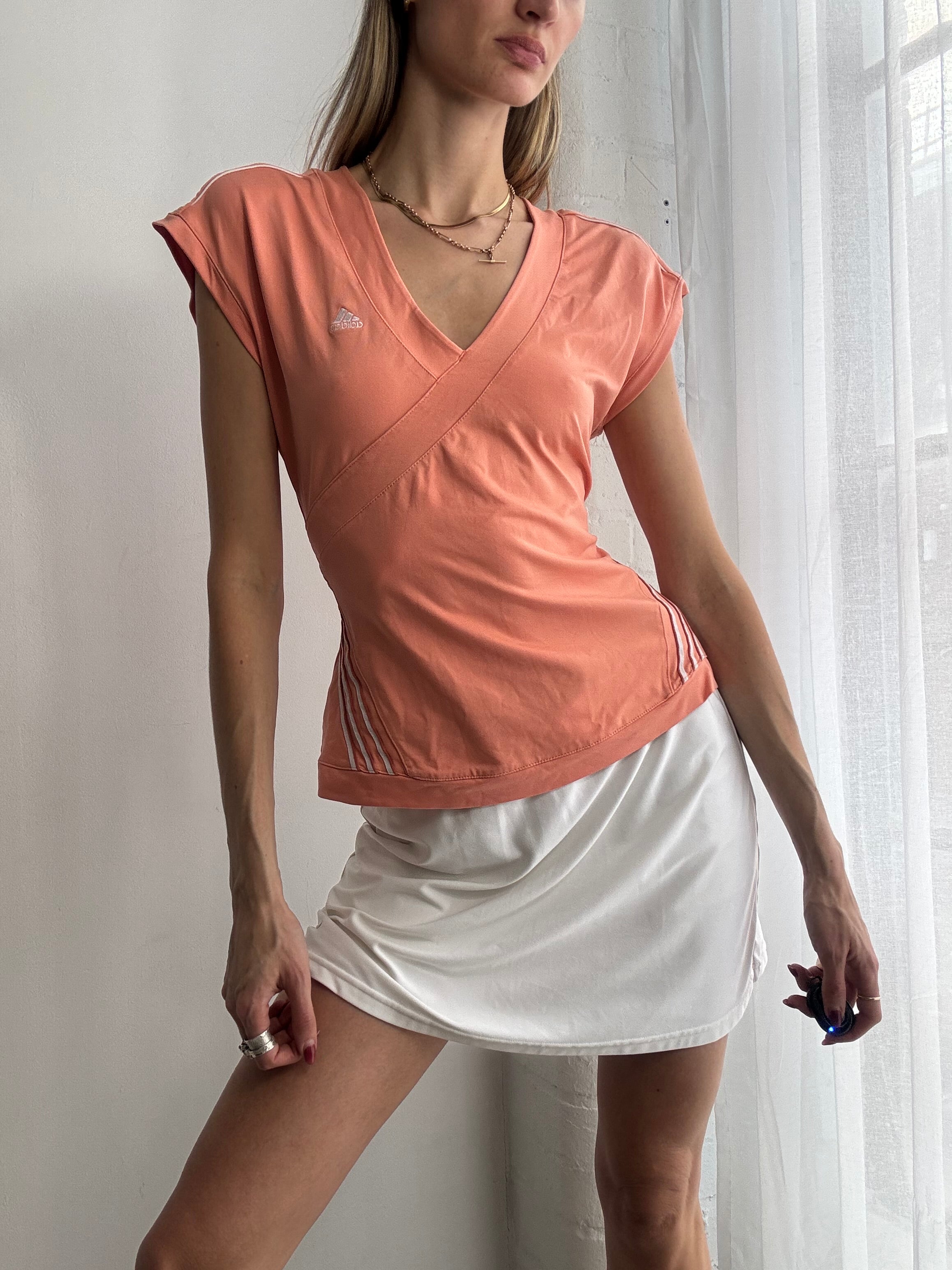 Vintage Y2K peach adidas sport wrap style top