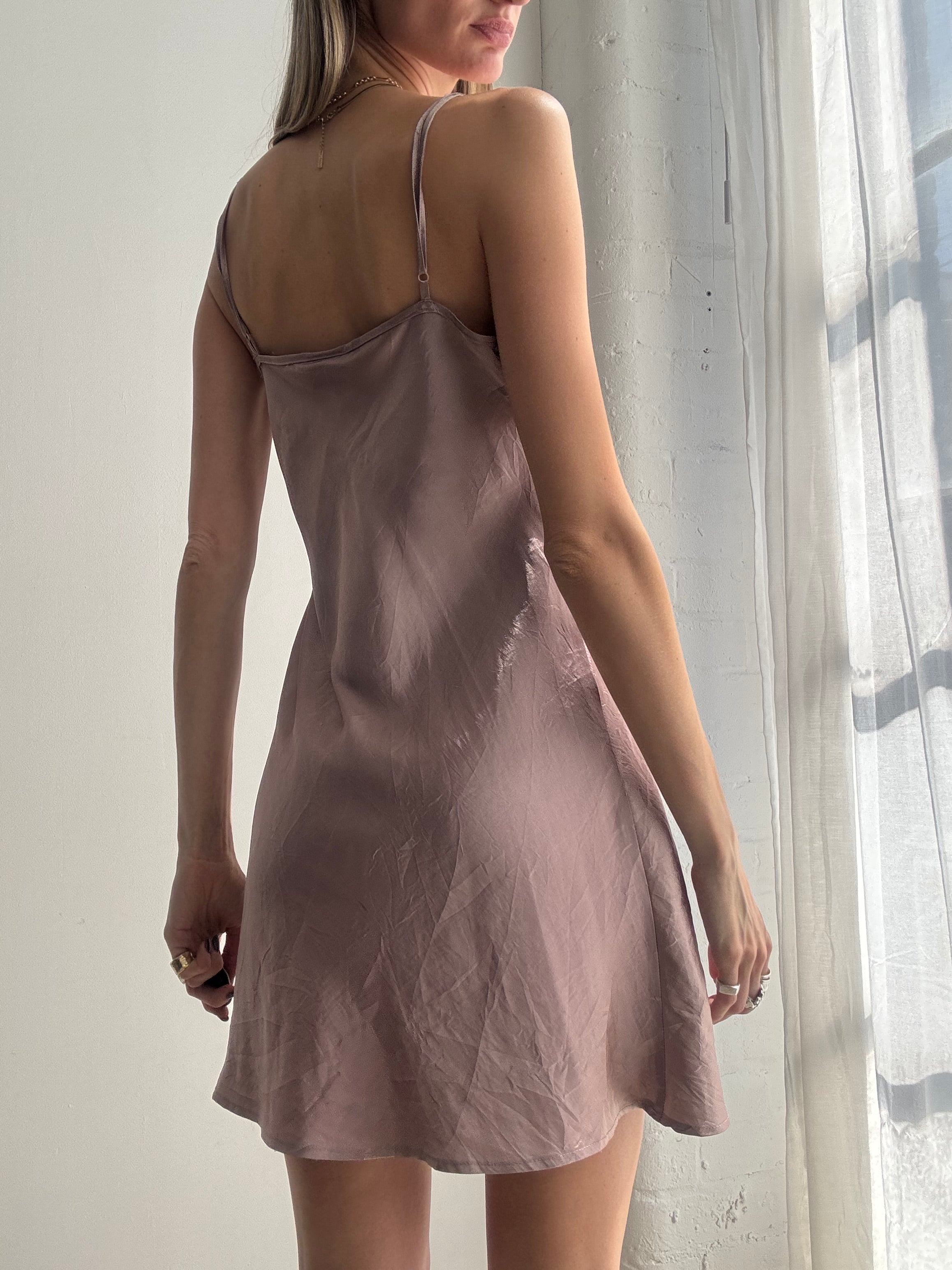 Vintage Y2K blush pink satin slip dress - Size S