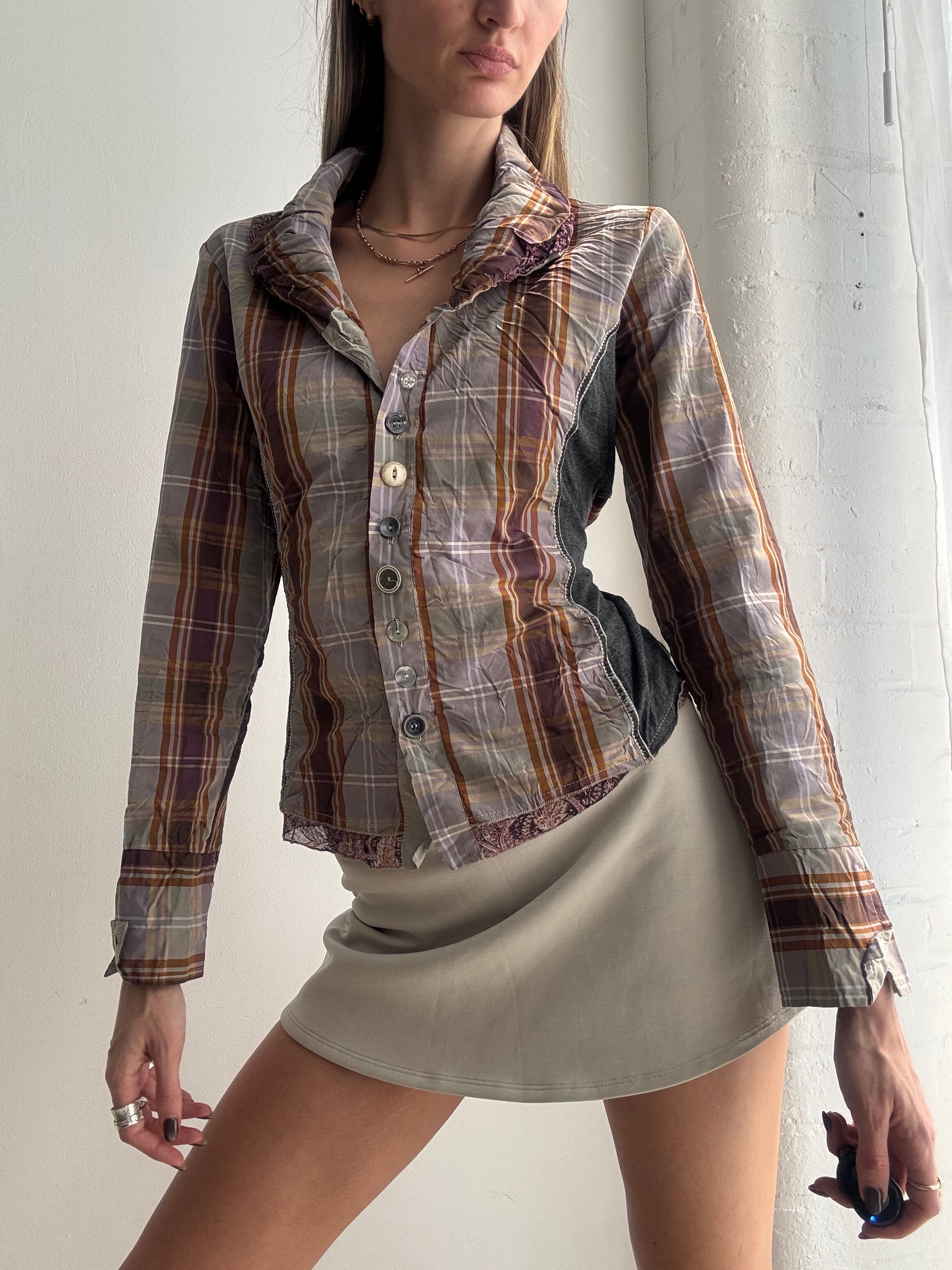 Vintage Y2K plaid fitted shirt - Size S