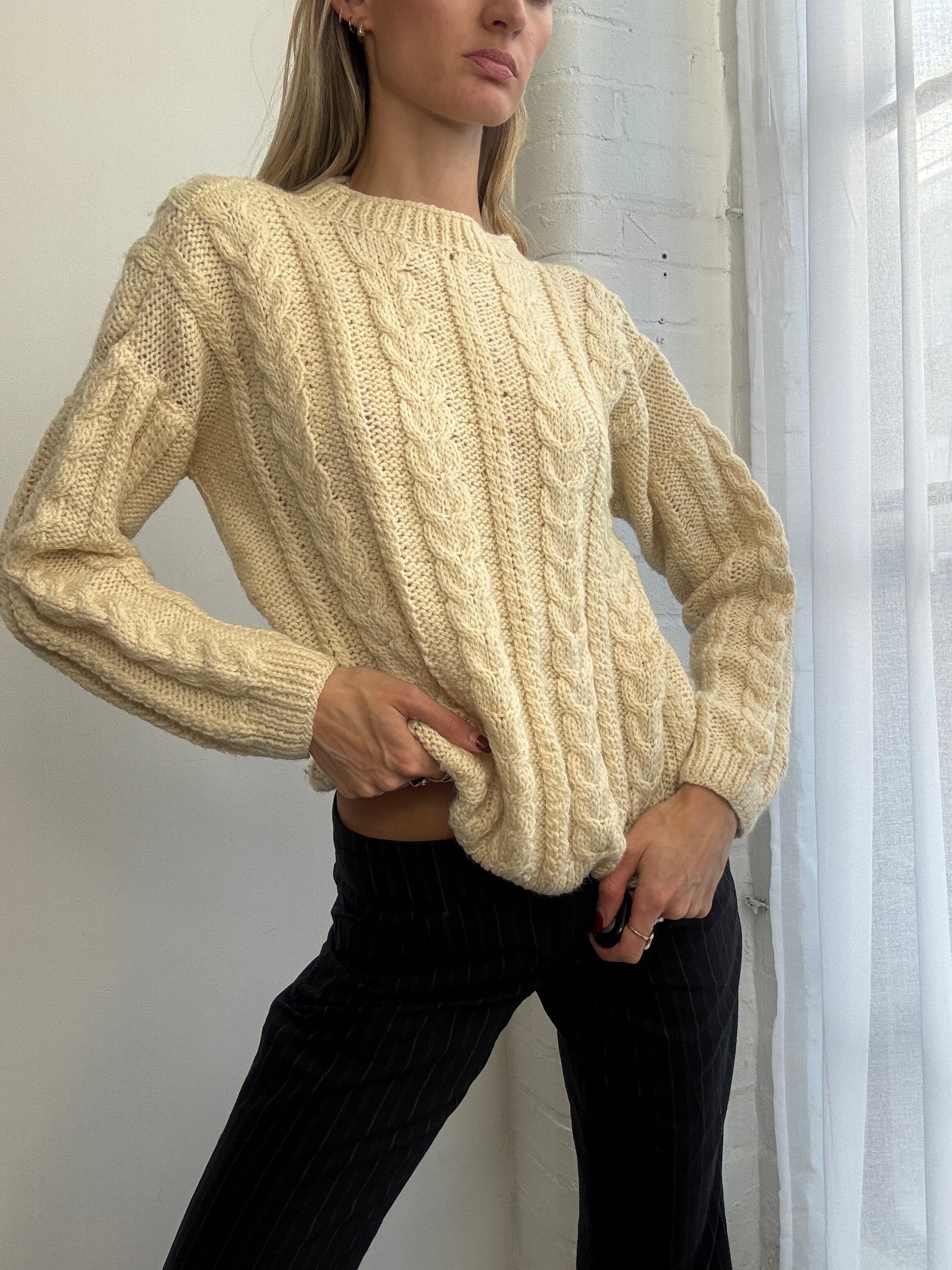 Vintage cream cable knit jumper